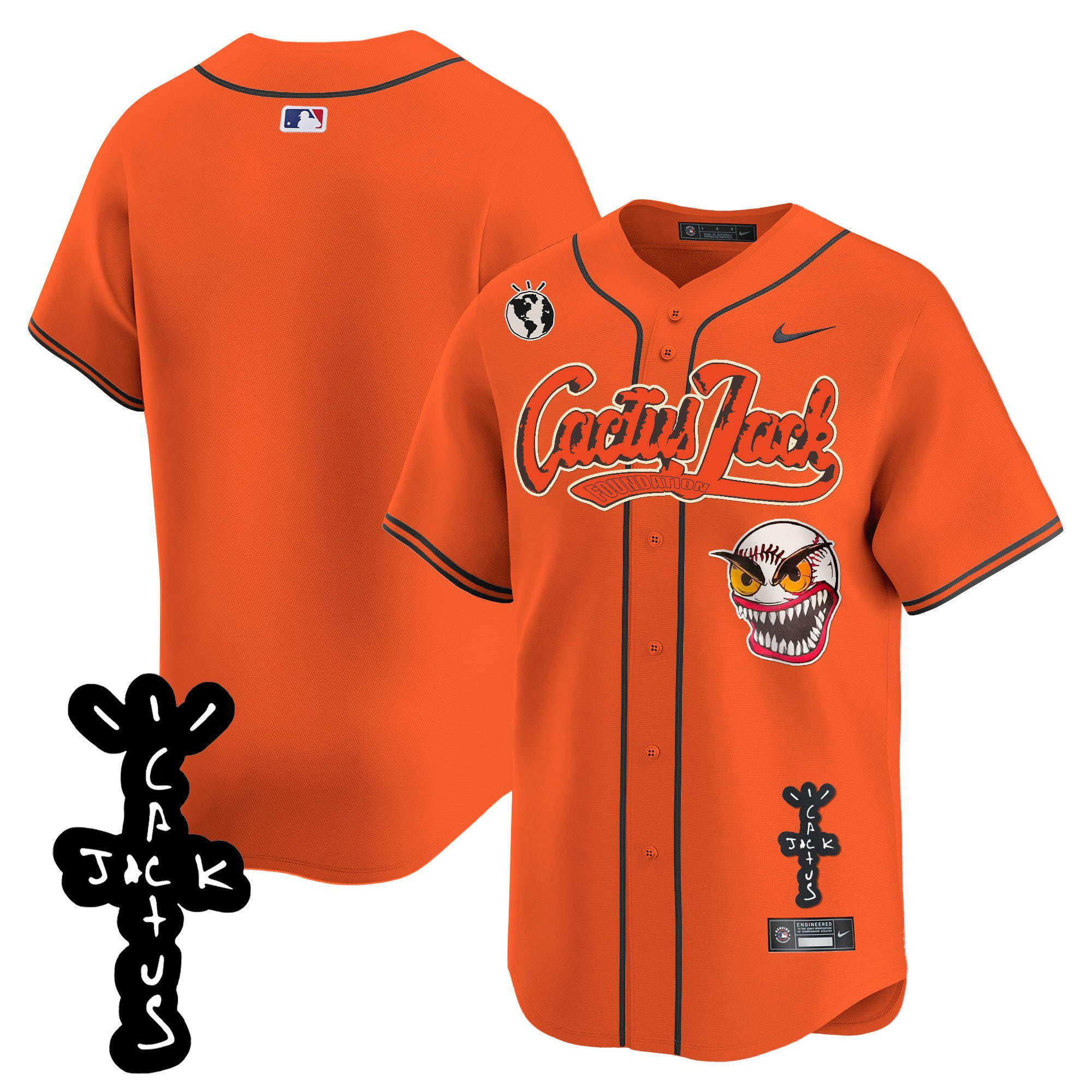 Houston Astros Cactus Jack Patch V2 Men Jersey - Orange