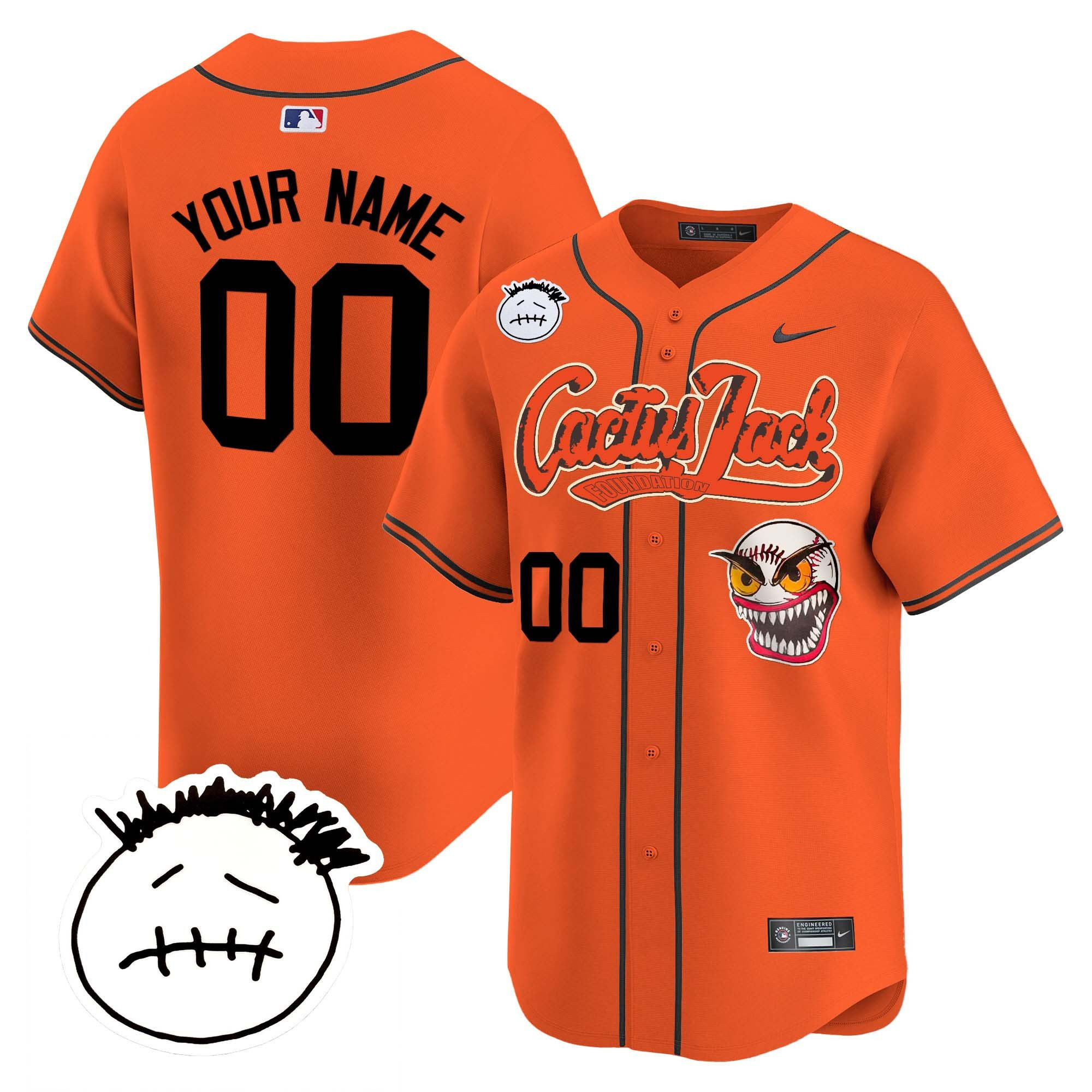 Houston Astros Cactus Jack Patch V3 Custom Men Jersey - Orange 