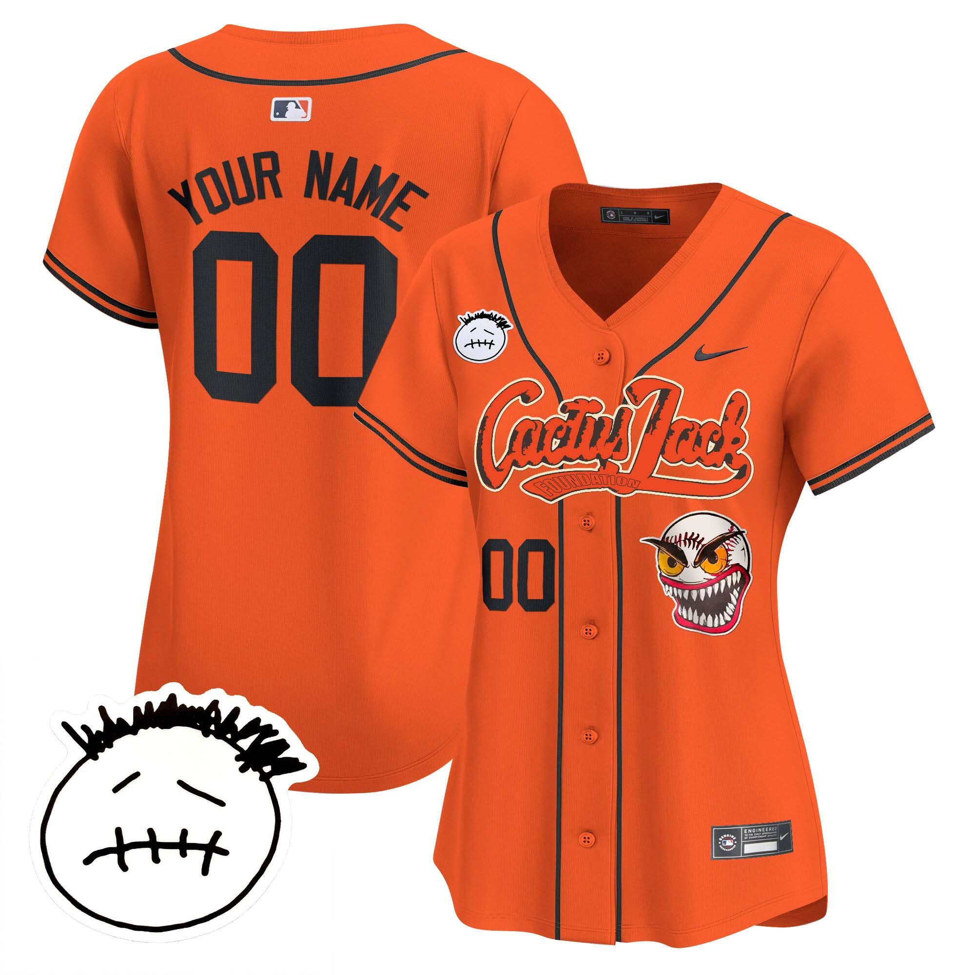 Houston Astros Cactus Jack Patch V3 Custom Women Jersey - Orange 