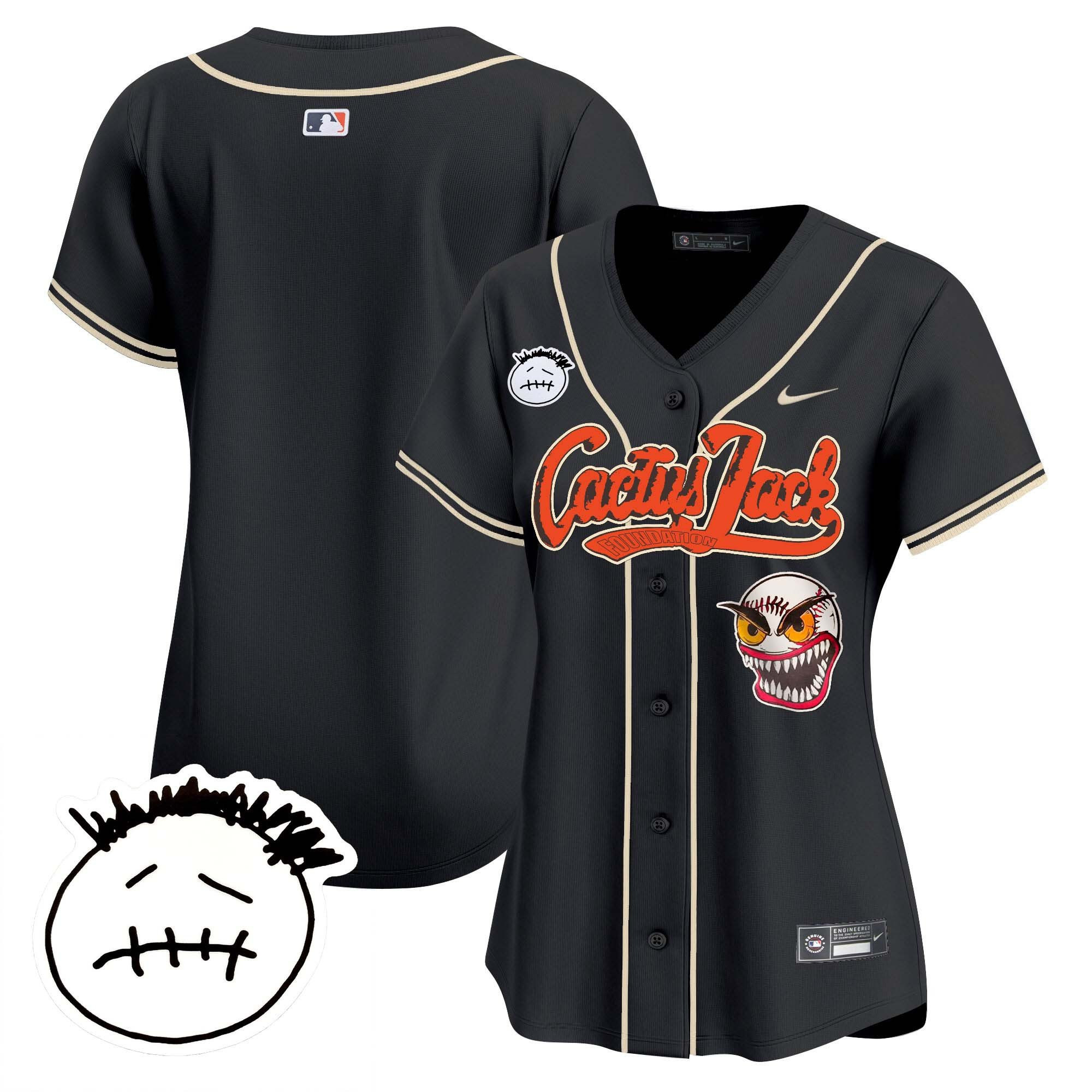 Houston Astros Cactus Jack Patch V3 Women Jersey - Black 