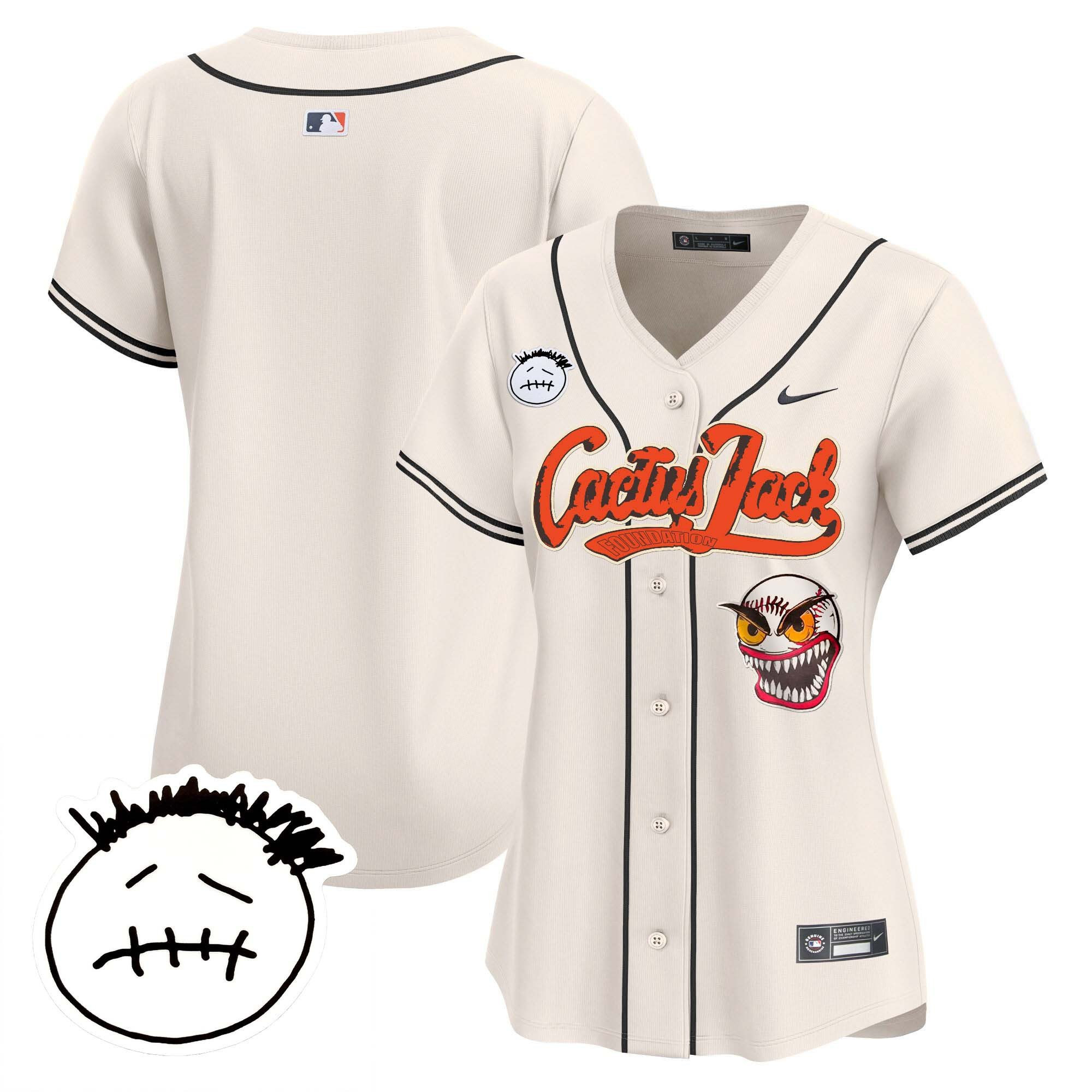 Houston Astros Cactus Jack Patch V3 Women Jersey - Cream 
