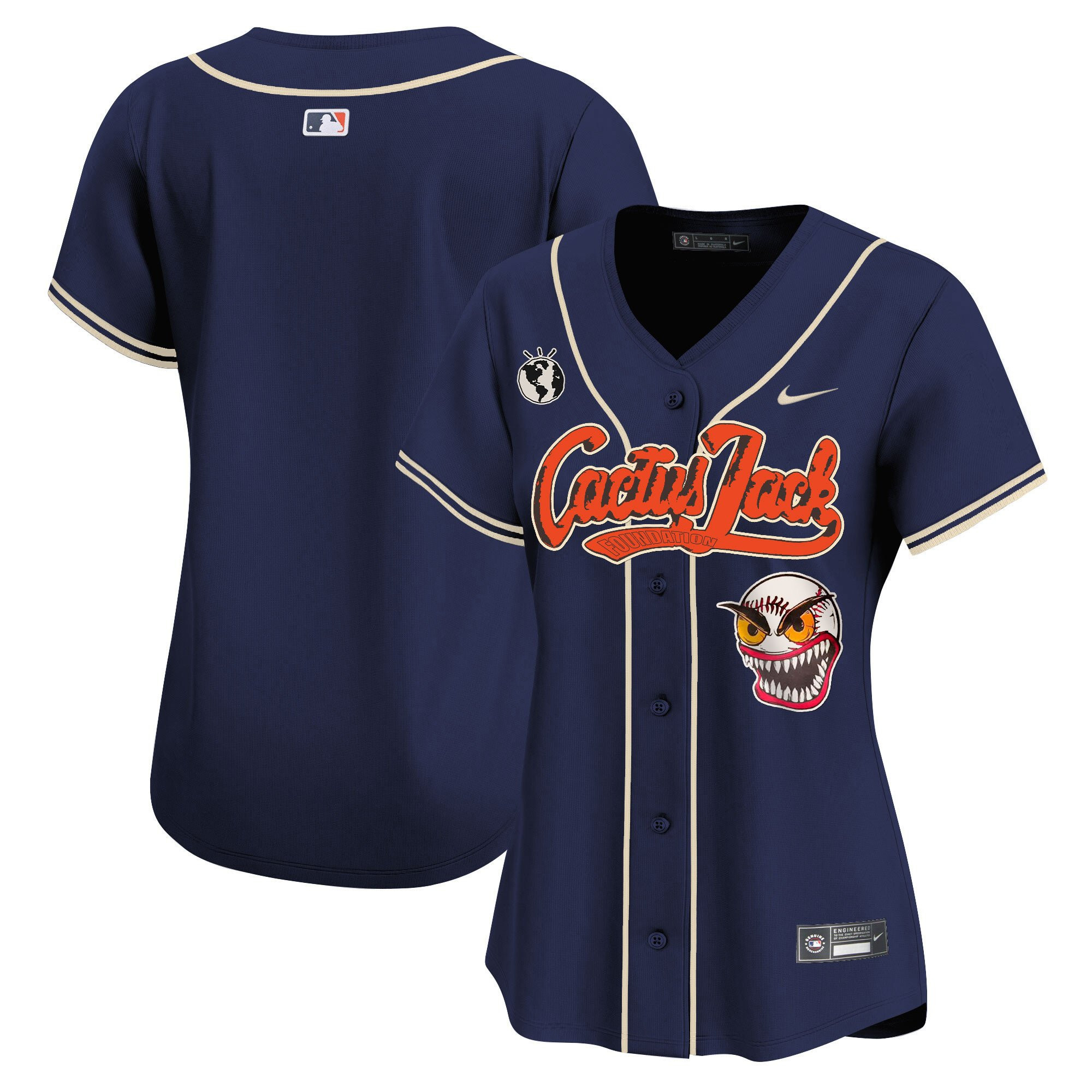 Houston Astros Cactus Jack Patch Women Jersey - Navy