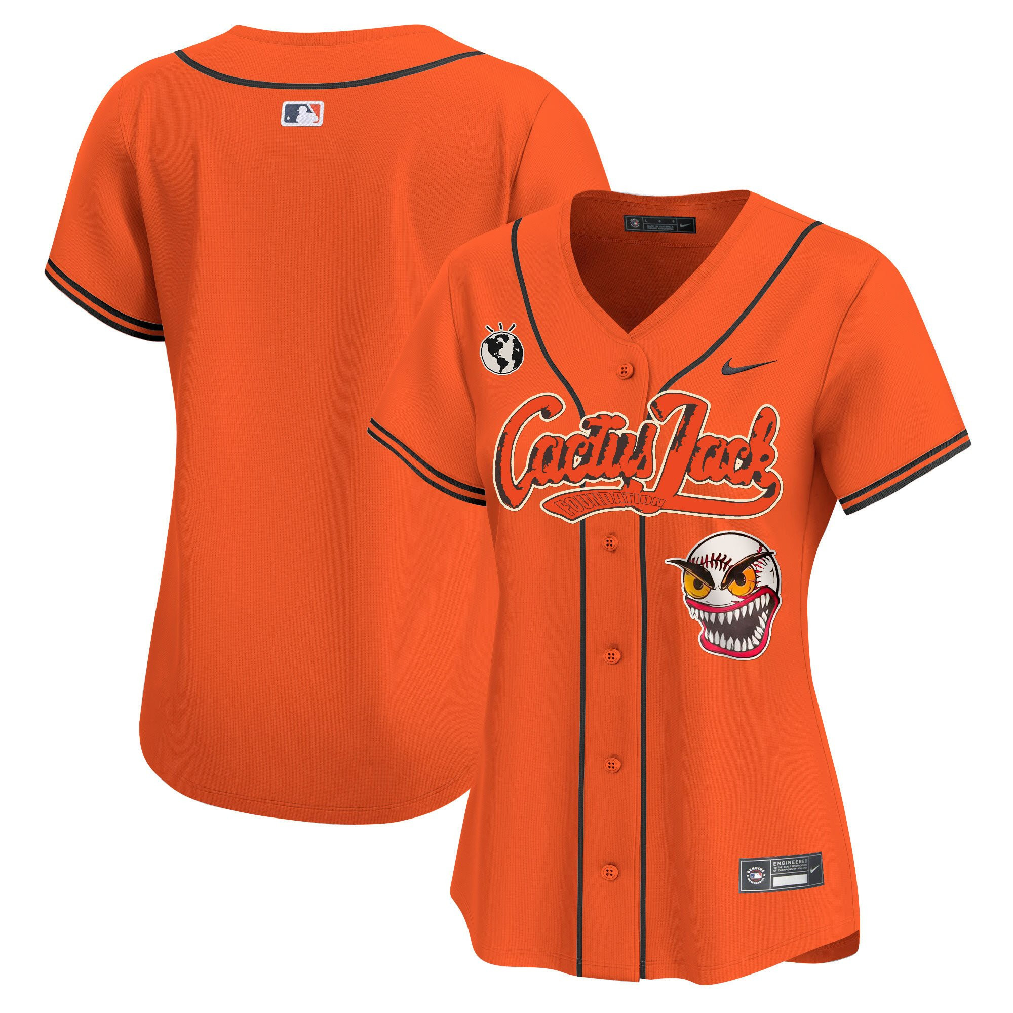 Houston Astros Cactus Jack Patch Women Jersey - Orange