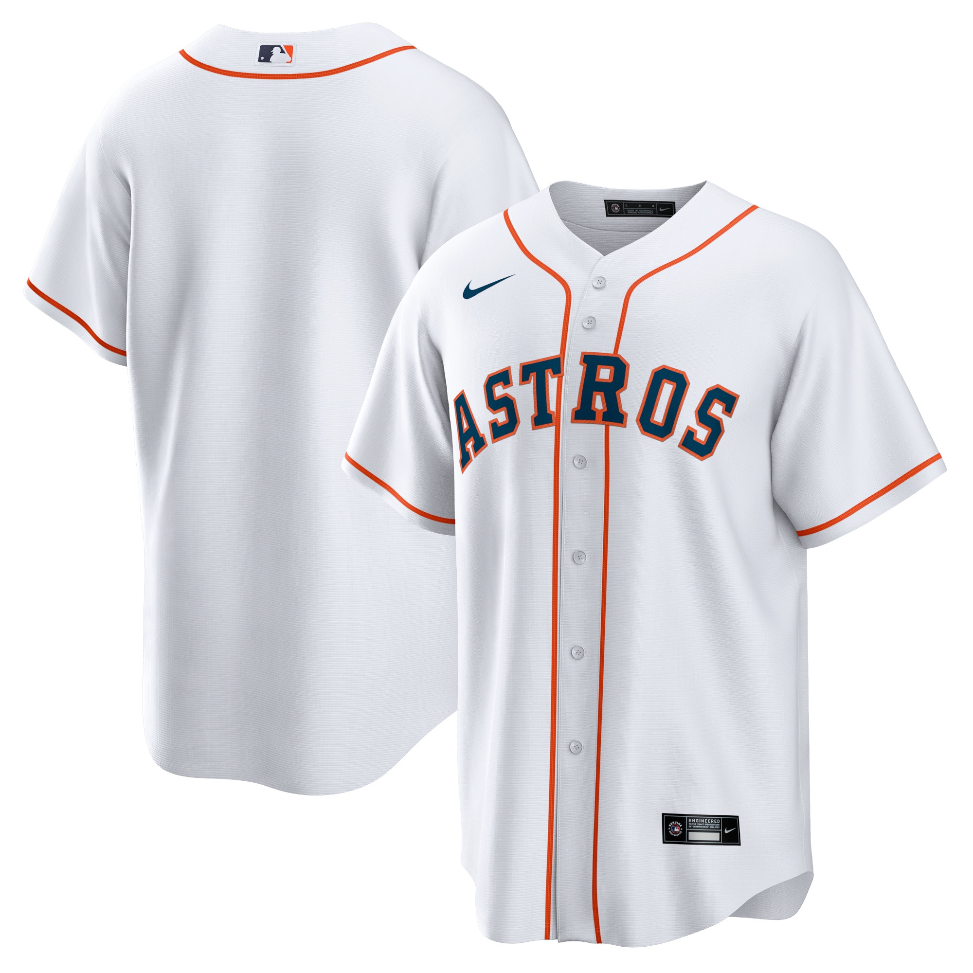 Alternative view of Houston Astros Home Blank Replica Jersey - White