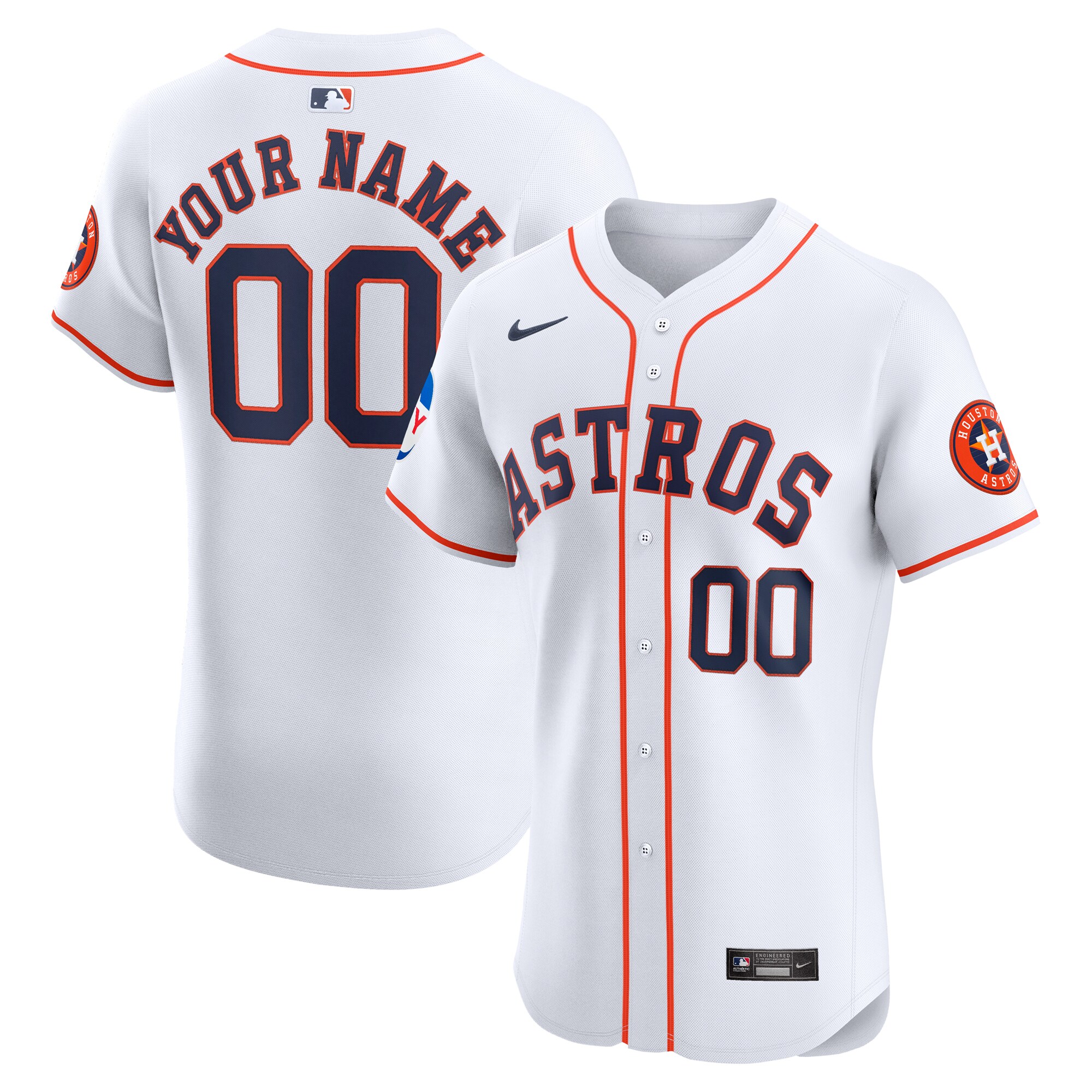 Houston Astros Home Elite Custom Patch Jersey - White