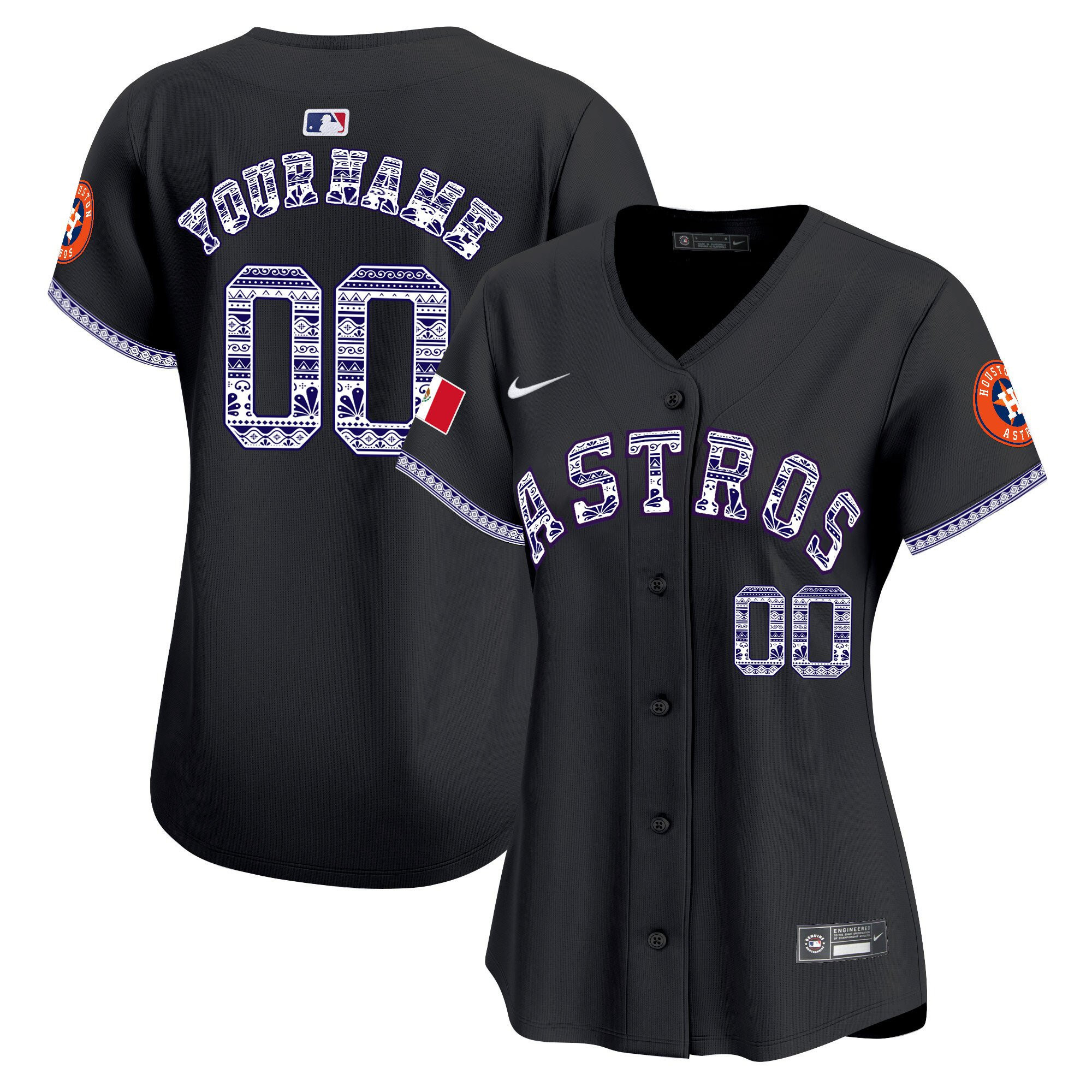 Houston Astros Mexico Custom Women Jersey - Black 