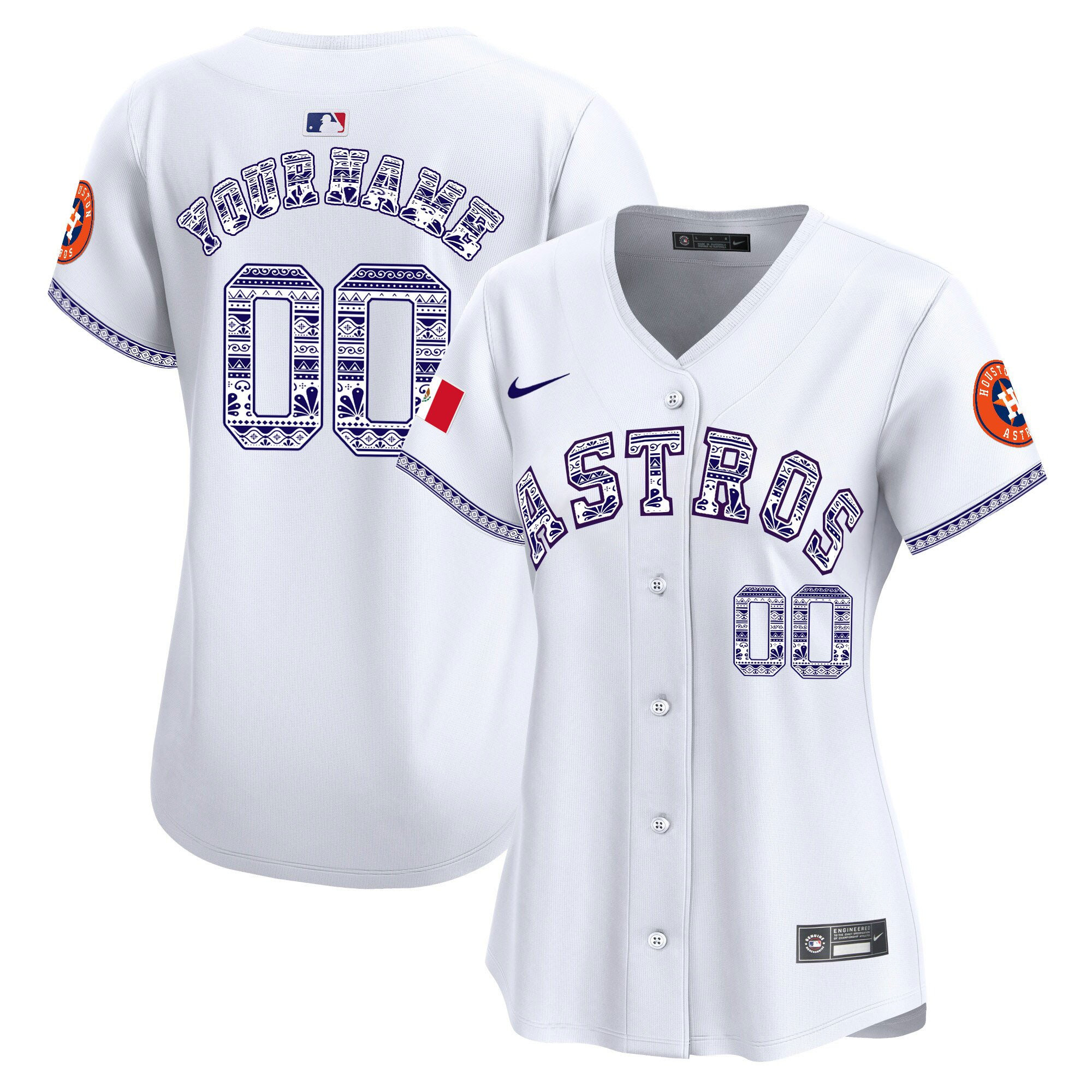 Houston Astros Mexico Custom Women Jersey - White 