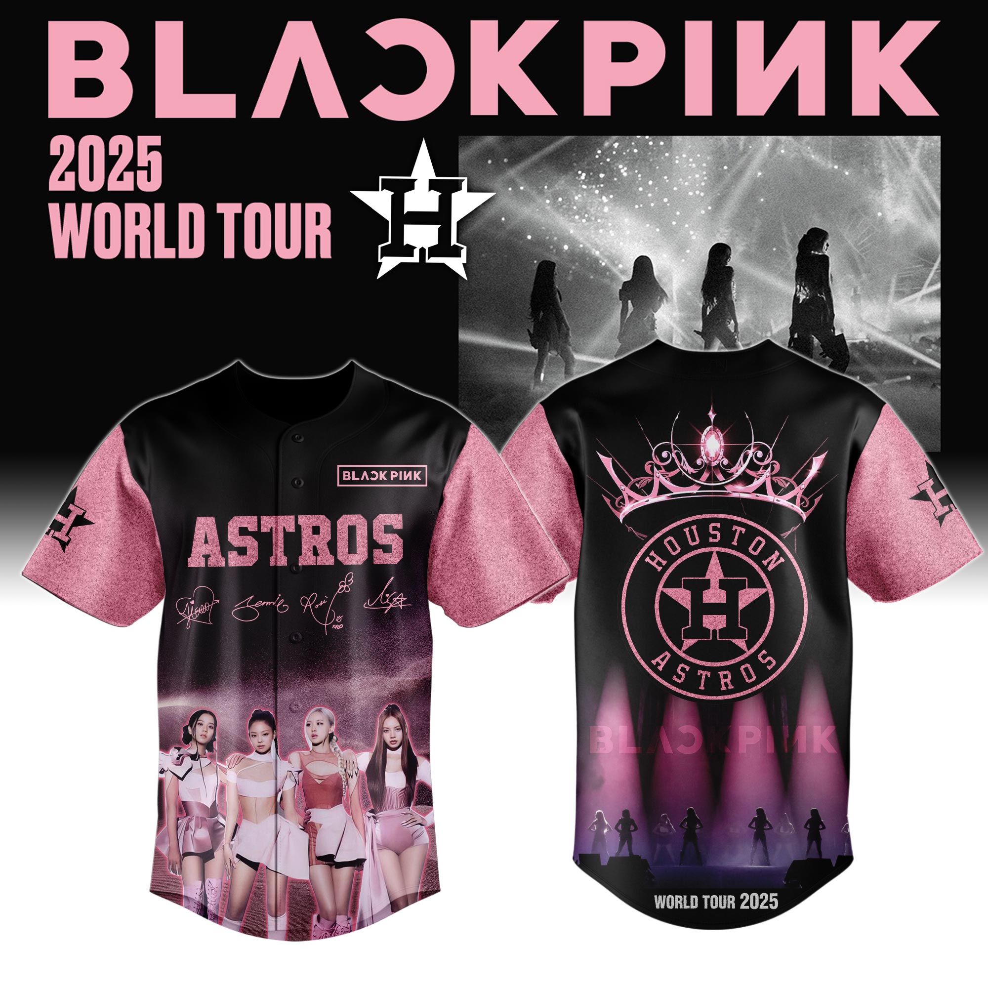 Houston Astros Mlb X Blackpink Crown Custom Baseball Jersey
