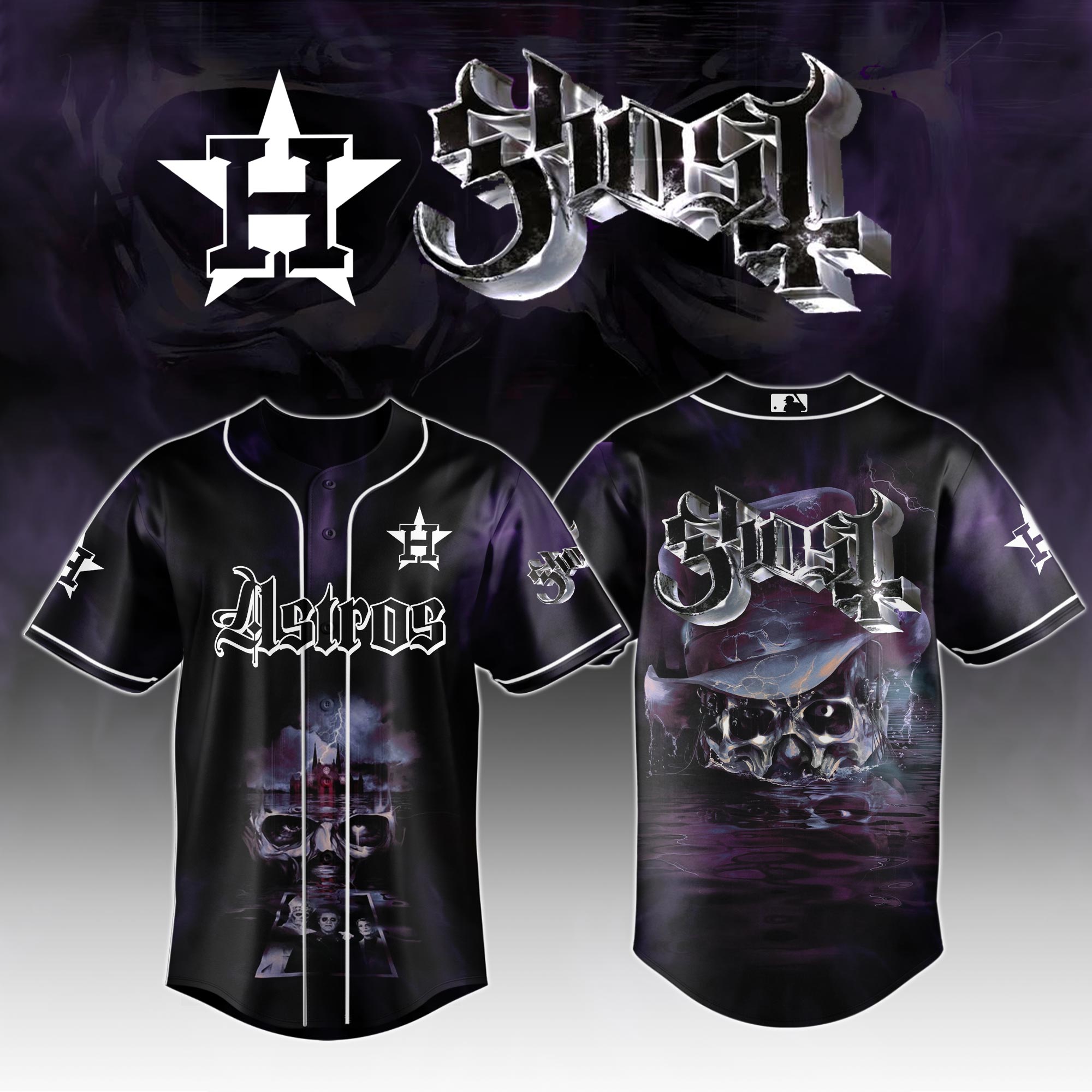 Houston Astros Mlb X Ghost Night Show Custom Baseball Jersey