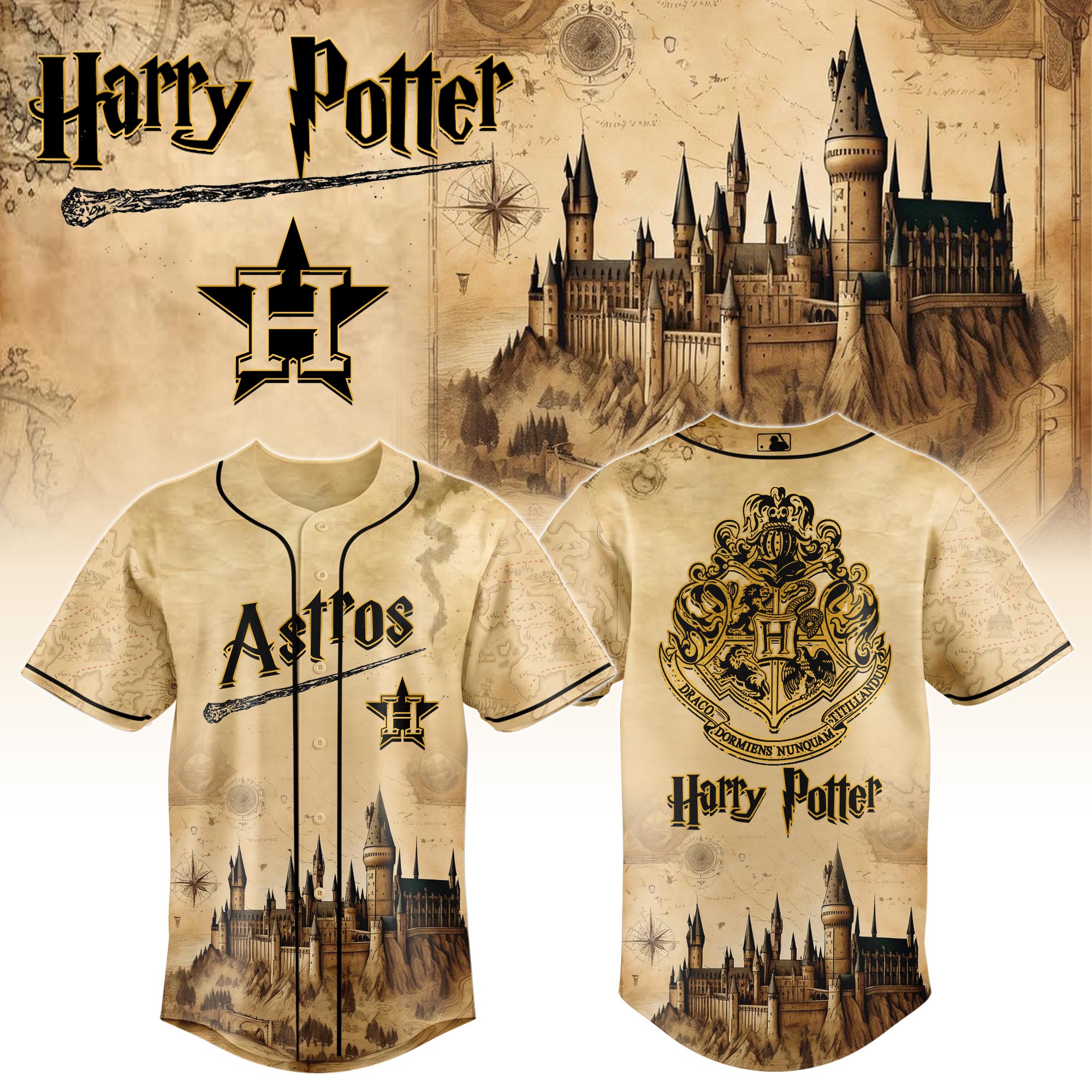 Houston Astros Mlb X Harry Potter Magic On The Mound Custom Baseball Jersey