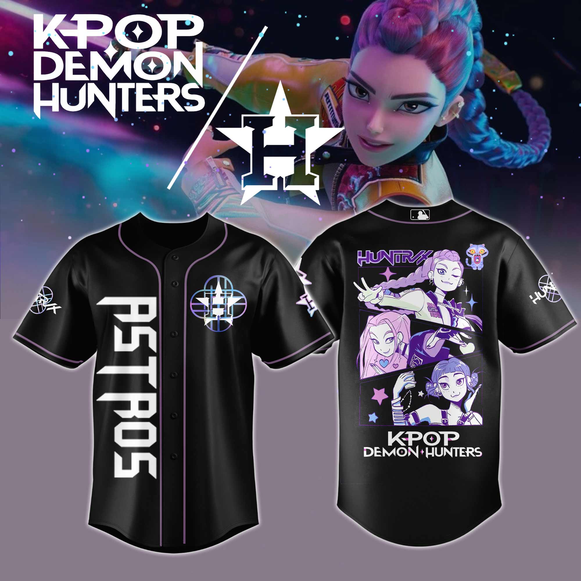 Houston Astros Mlb X Kpop Demon Hunters Custom Baseball Jersey