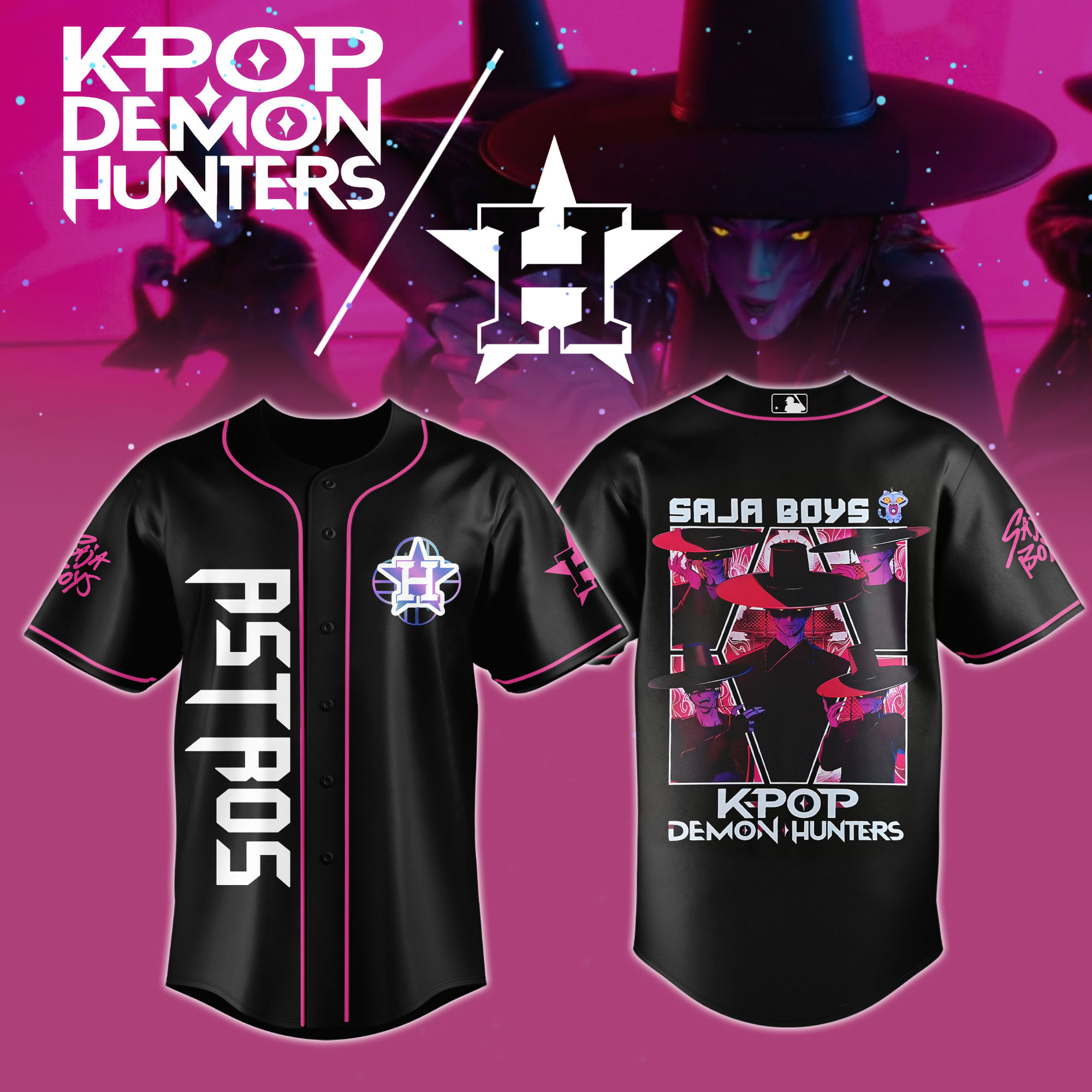 Houston Astros Mlb X Kpop Demon Hunters Saja Boys Custom Baseball Jersey
