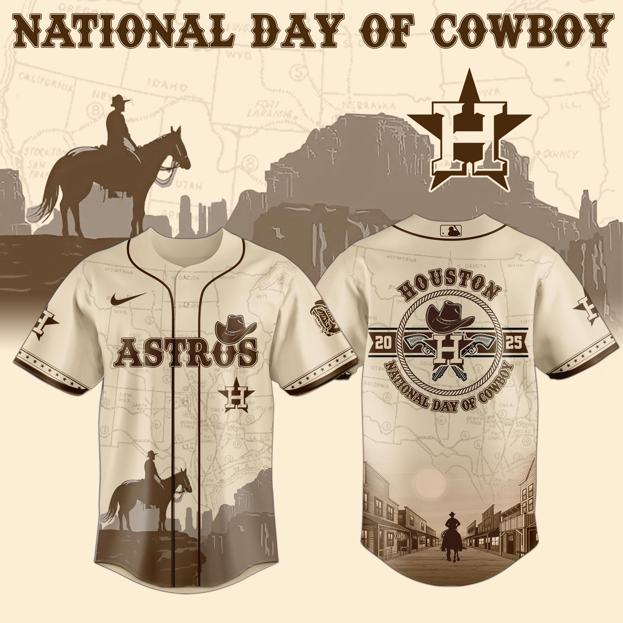 Houston Astros Mlb X National Day Of Cowboy Custom Baseball Jersey