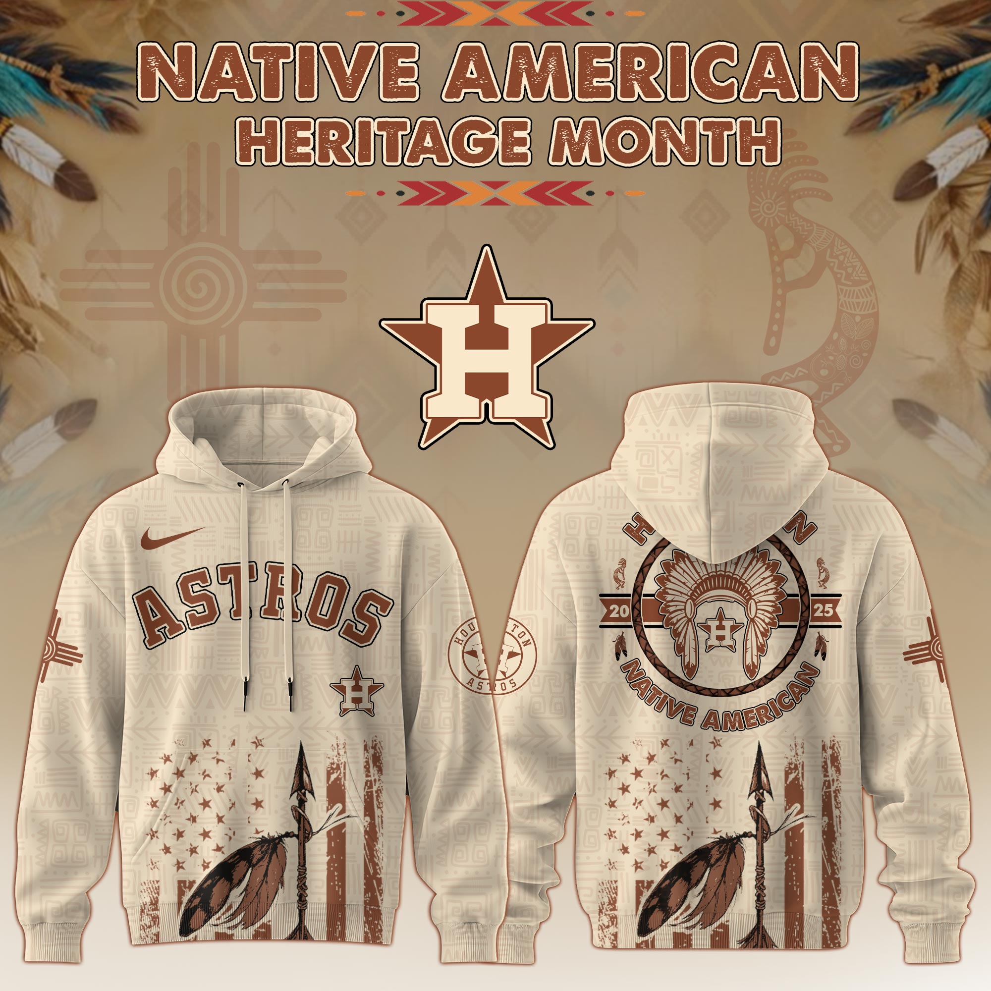 Houston Astros Mlb X Native American Heritage Month Mlb Collaboration Custom Hoodie