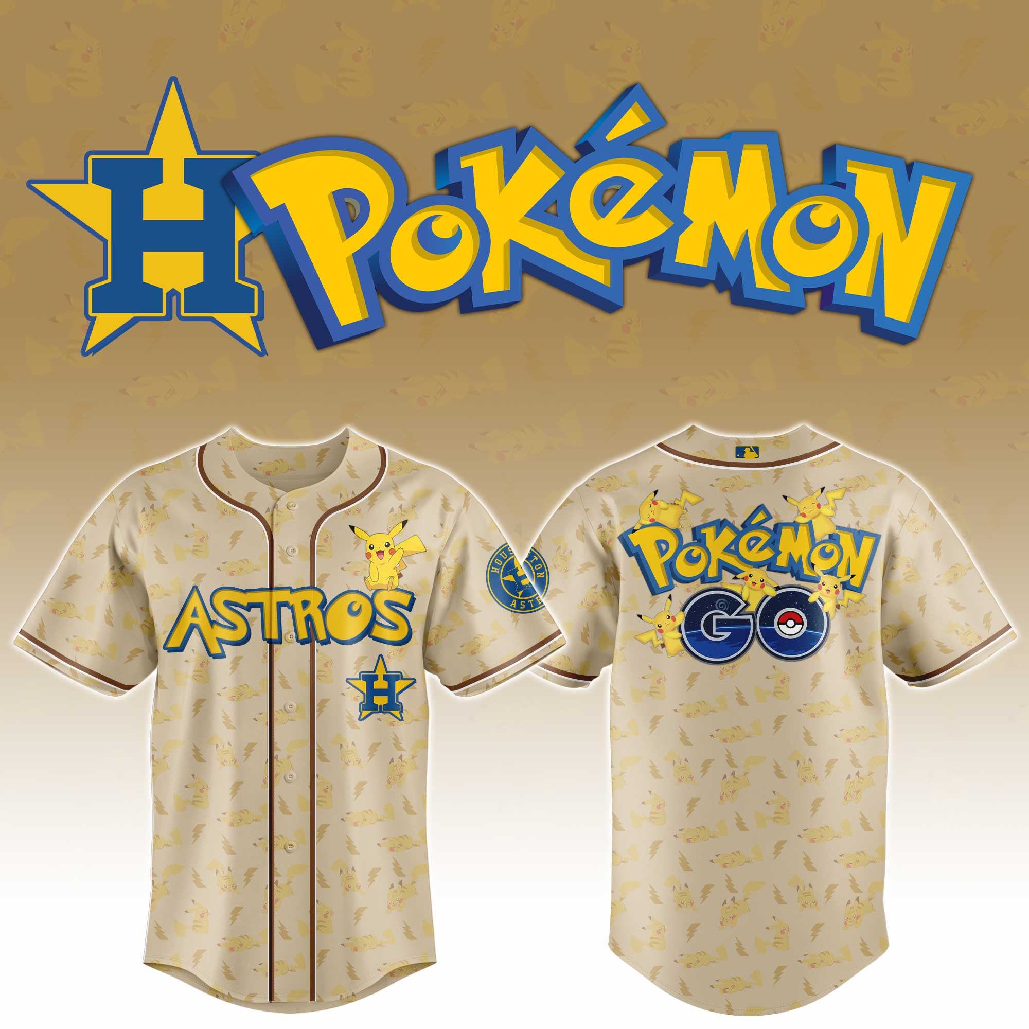 Houston Astros Mlb X Pokemon Go Custom Baseball Jersey