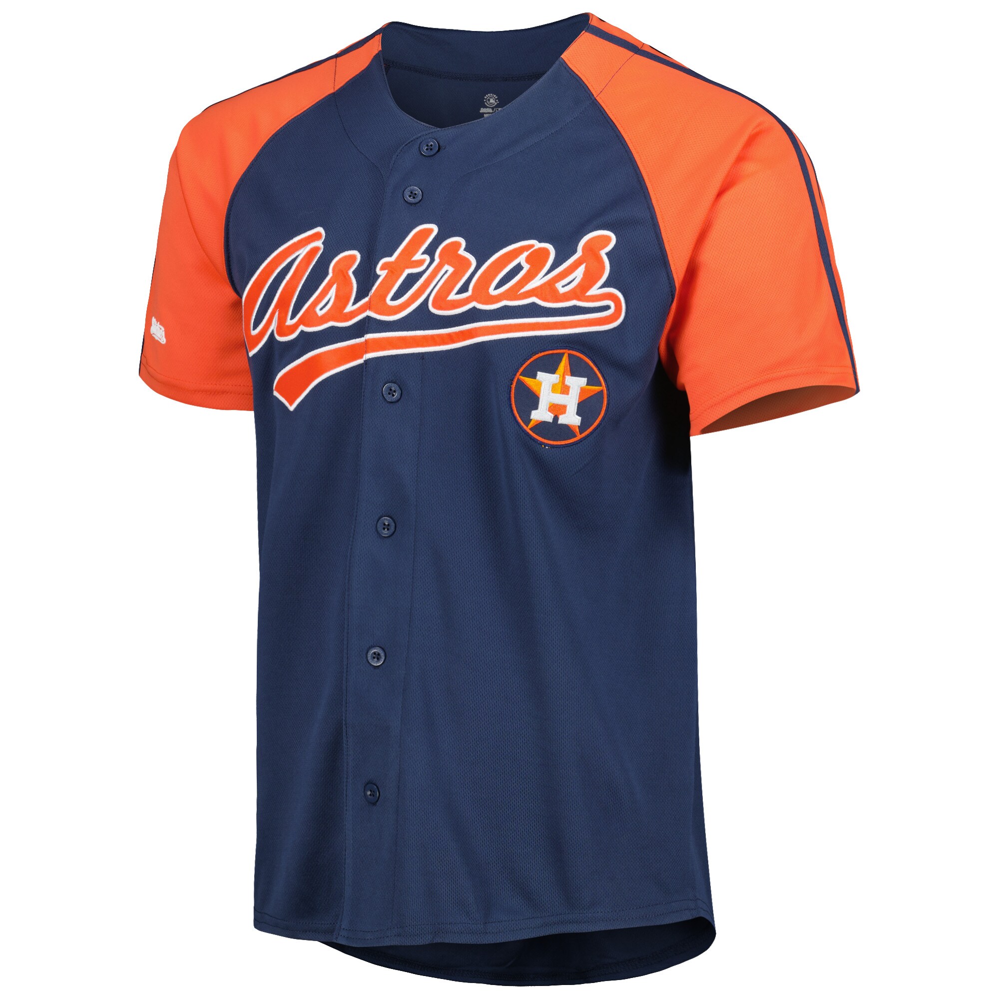 Alternative view of Houston Astros Stitches Button-down Raglan Fashion Jersey - Navy