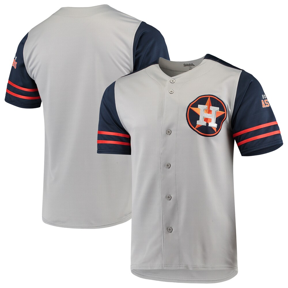 Houston Astros Stitches Button-up Jersey - Gray/navy