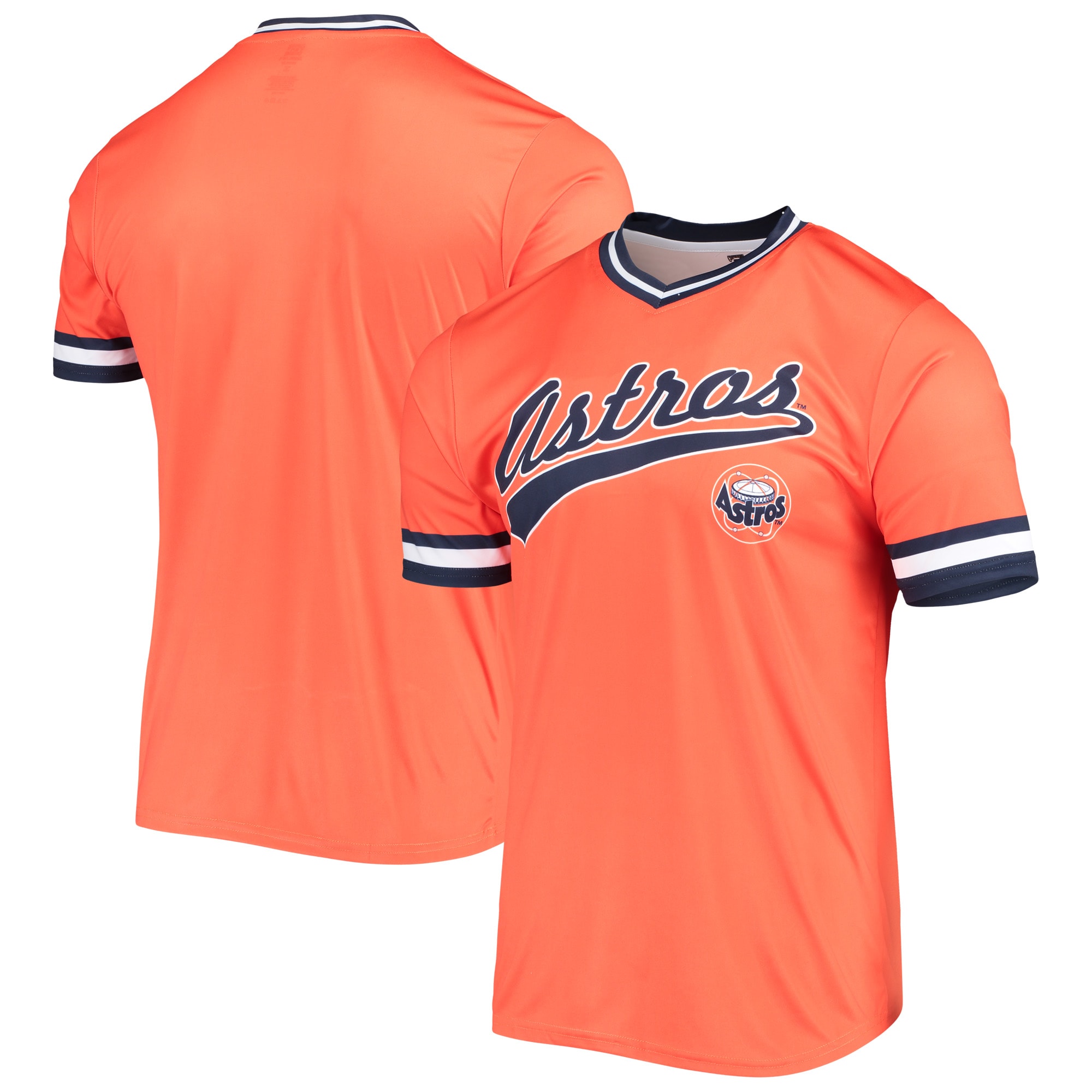 Houston Astros Stitches Cooperstown Collection V-neck Team Color Jersey - Orange/navy