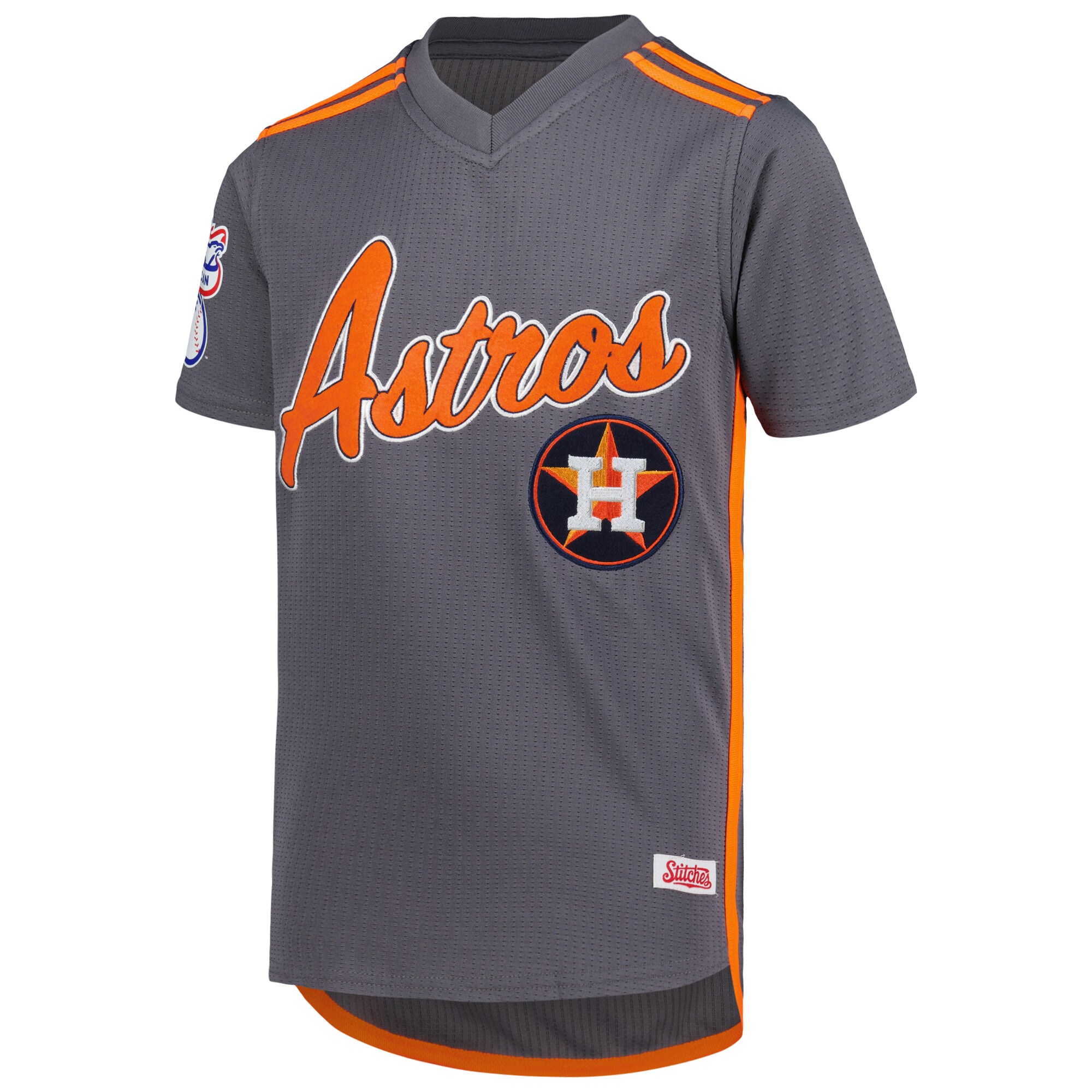 Alternative view of Houston Astros Stitches Youth Team V-neck Jersey - Charcoal