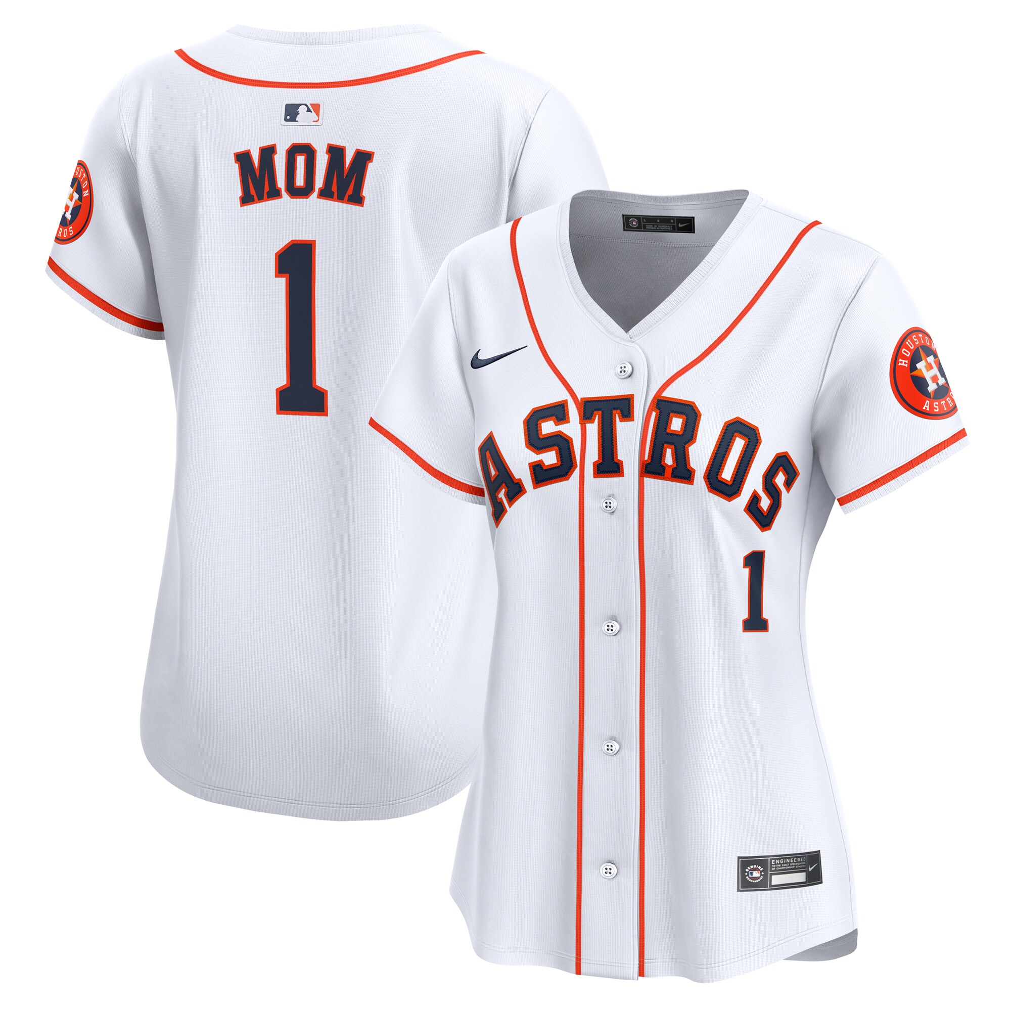 Houston Astros Women's #1 Mom Home Limited Jersey - White