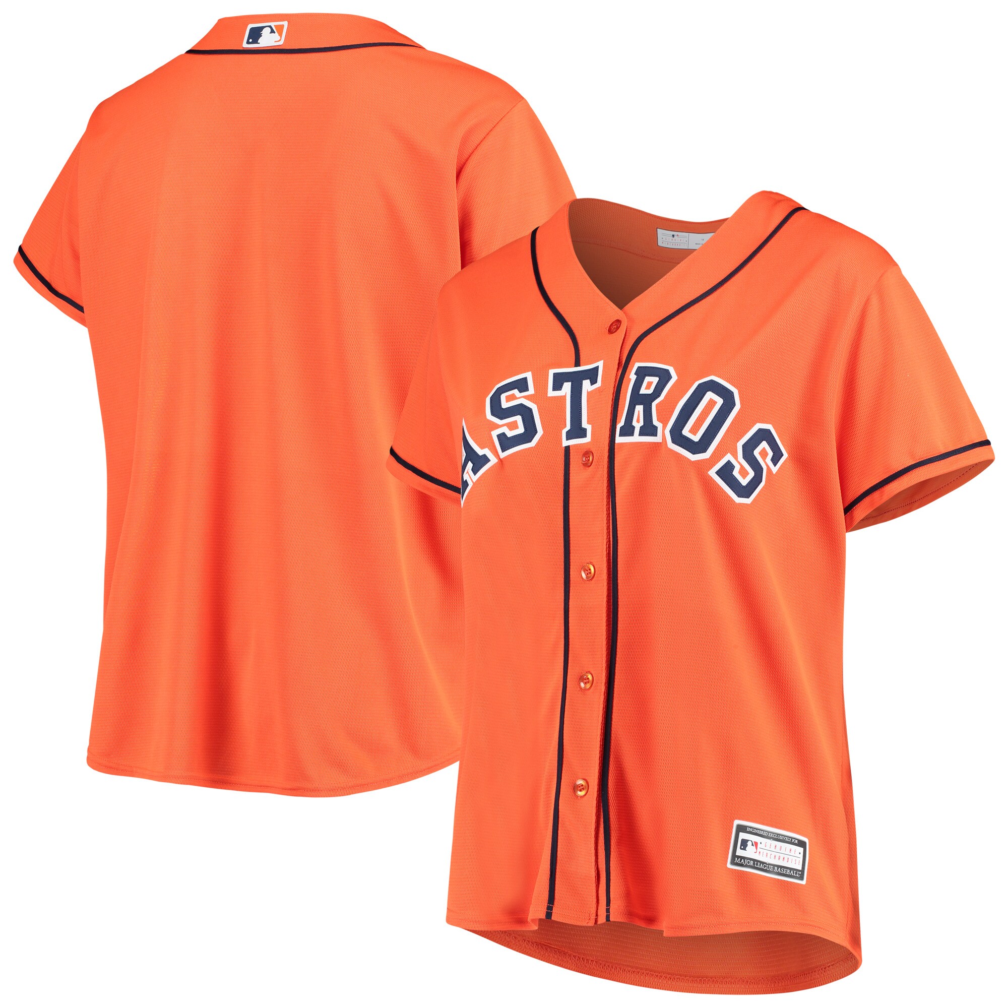 Alternative view of Houston Astros Women’s Plus Size Alternate Replica Team Jersey – Orange