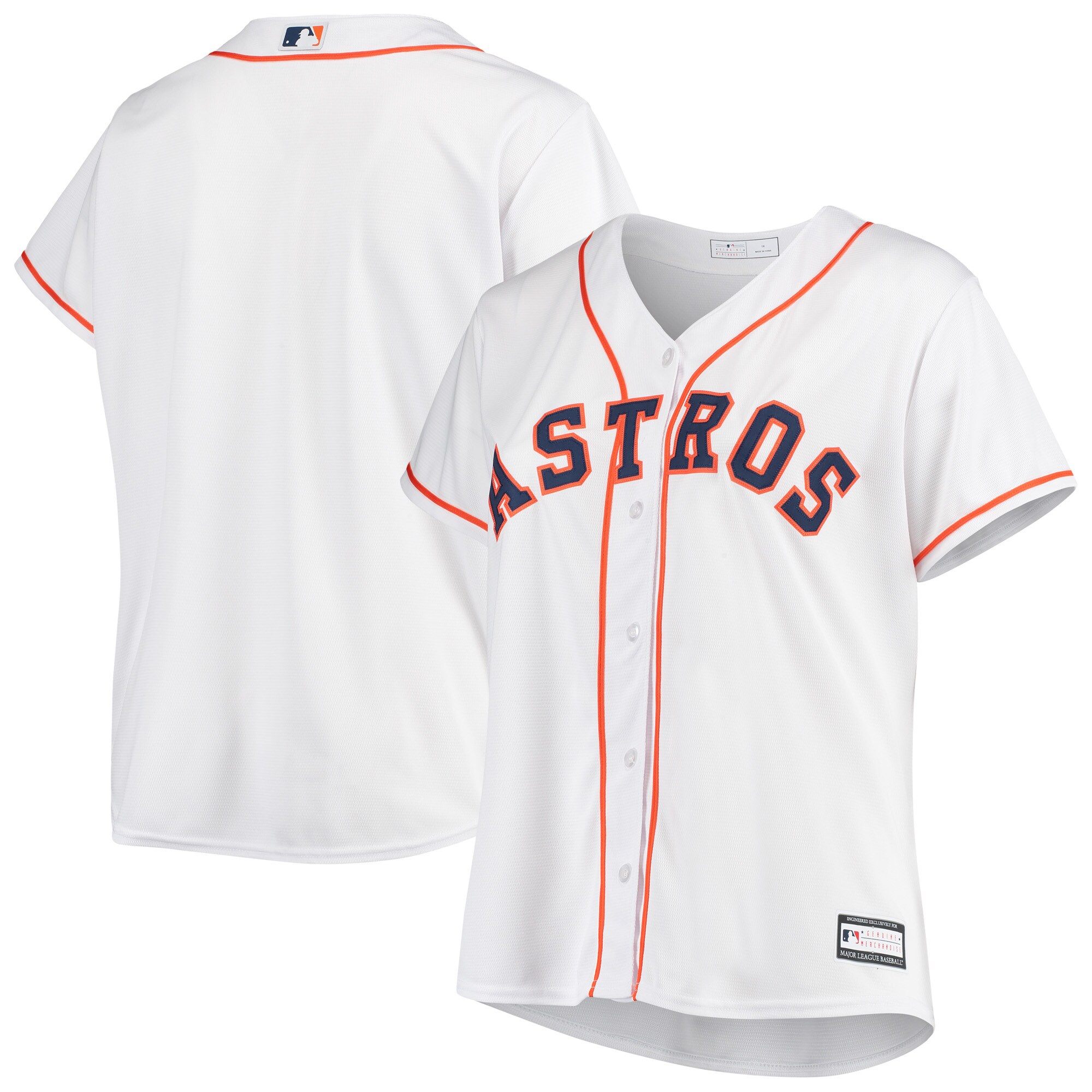 Alternative view of Houston Astros Women's Plus Size Home Replica Team Jersey - White