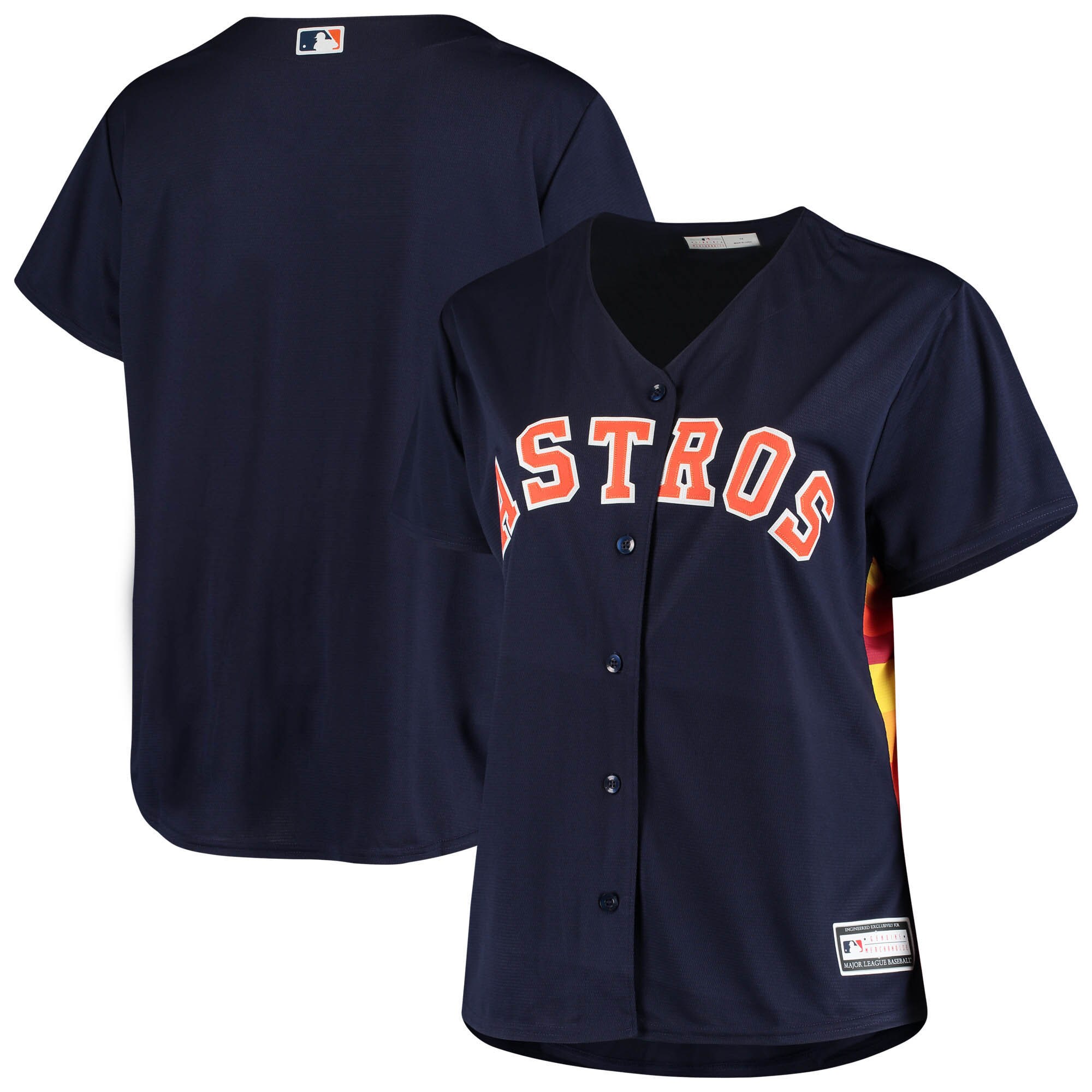 Alternative view of Houston Astros Women's Plus Size Sanitized Replica Team Jersey - Navy