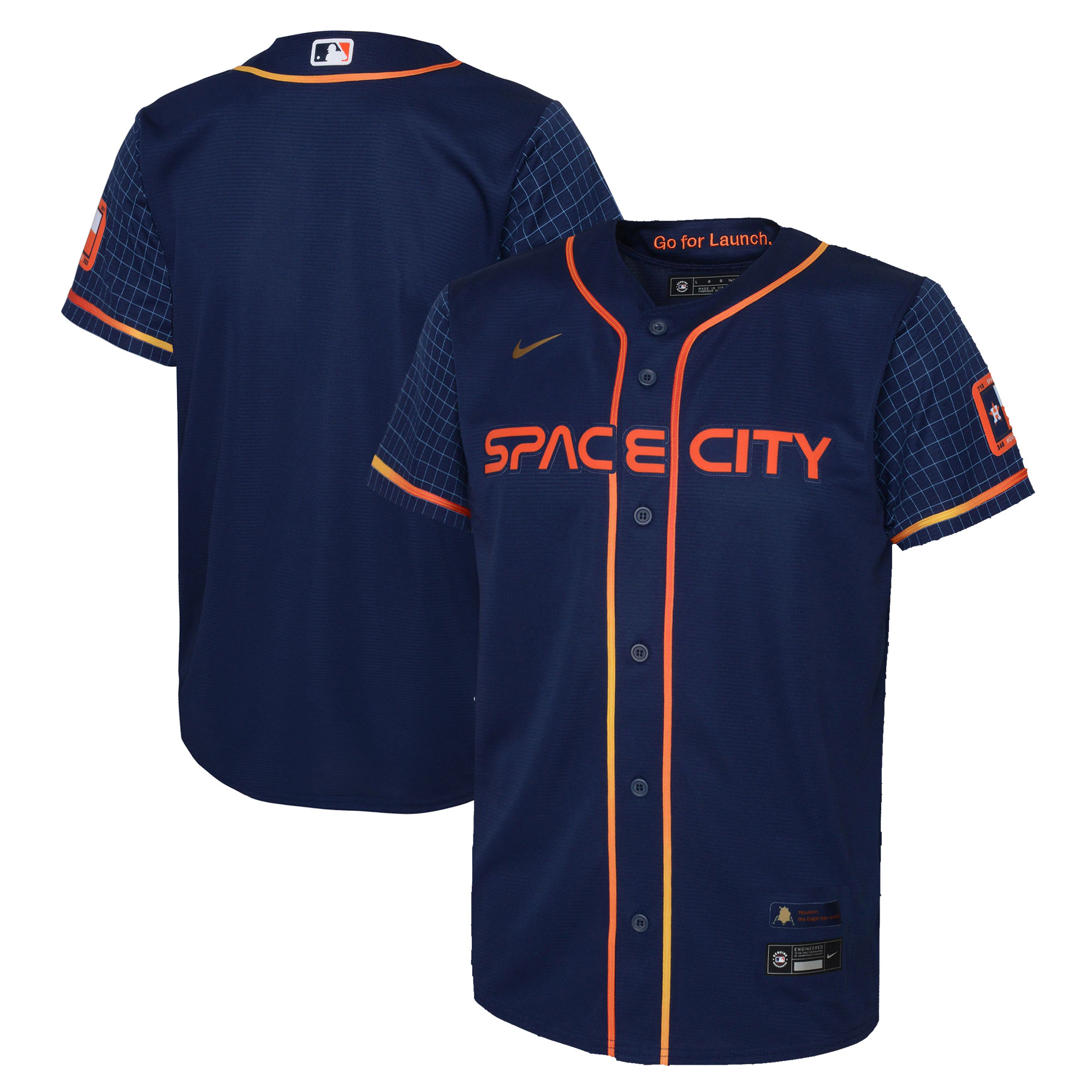 Alternative view of Houston Astros Youth 2022 City Connect Replica Jersey - Navy