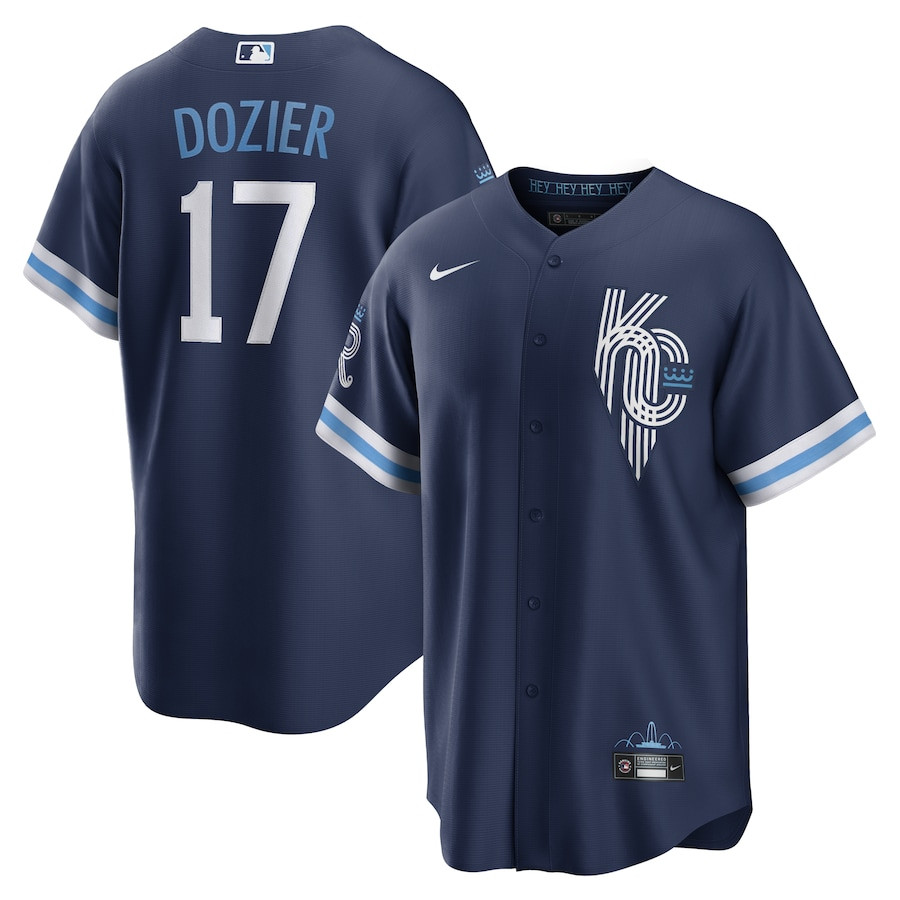 Hunter Dozier 17 Kansas City Royals City Connect Player Men Jersey - Navy 