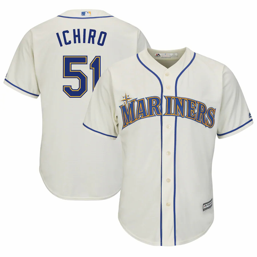 Ichiro Suzuki Seattle Mariners Majestic Official Cool Base Player Jersey - Cream