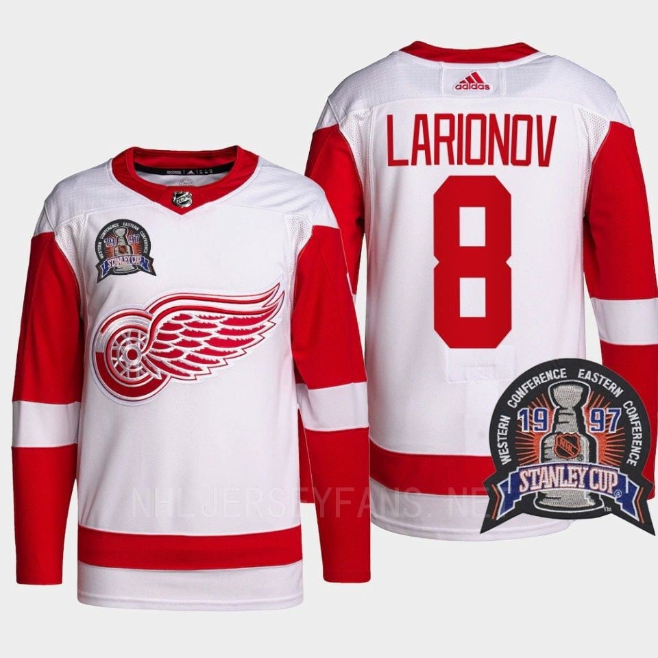 Igor Larionov 8 1997 Stanley Cup Detroit Red Wings Red Jersey 25th Anniversary - JS593 