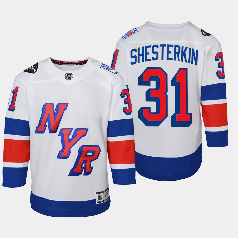Igor Shesterkin 31 New York Rangers 2024 NHL YOUTH Stadium Series Jersey - White - JS912 