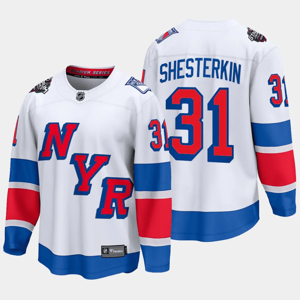 Igor Shesterkin 31 New York Rangers 2024 Stadium Series Patch Breakaway Jersey - Men, White - JS839 