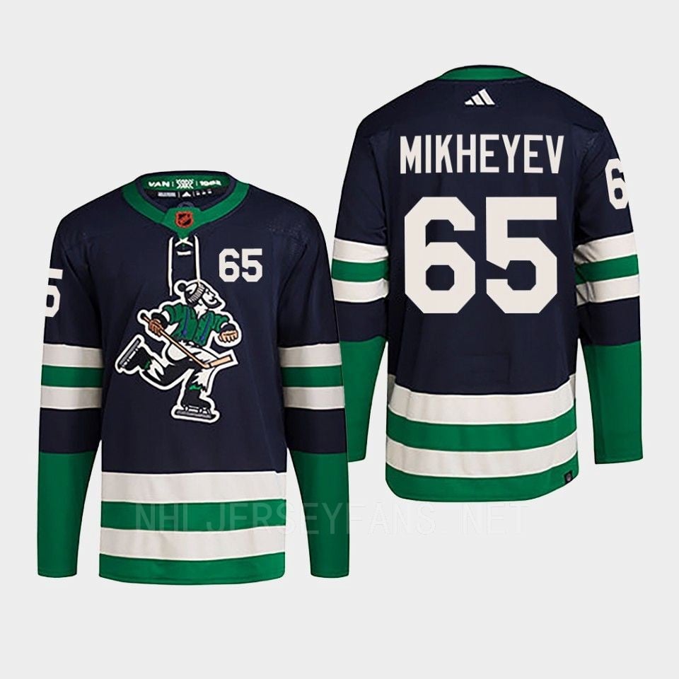 Ilya Mikheyev 65 Reverse Retro 2.0 2022 Vancouver Canucks Navy Jersey Primegreen - JS999 