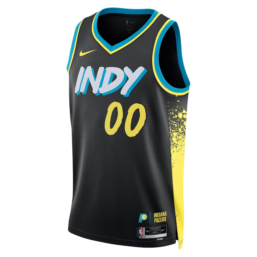 Alternative view of Indiana Pacers 2023/24 City Edition Swingman Custom Jersey - Black - JS760 