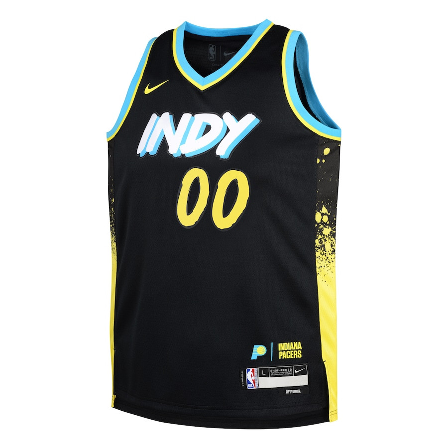 Alternative view of Indiana Pacers 2023/24 City Edition Swingman Custom YOUTH Jersey - Black - JS765 