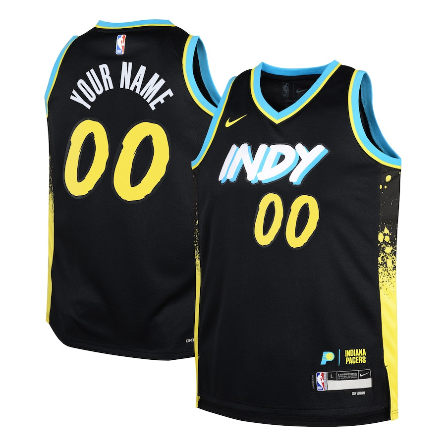 Indiana Pacers 2023/24 City Edition Swingman Custom YOUTH Jersey - Black - JS765 