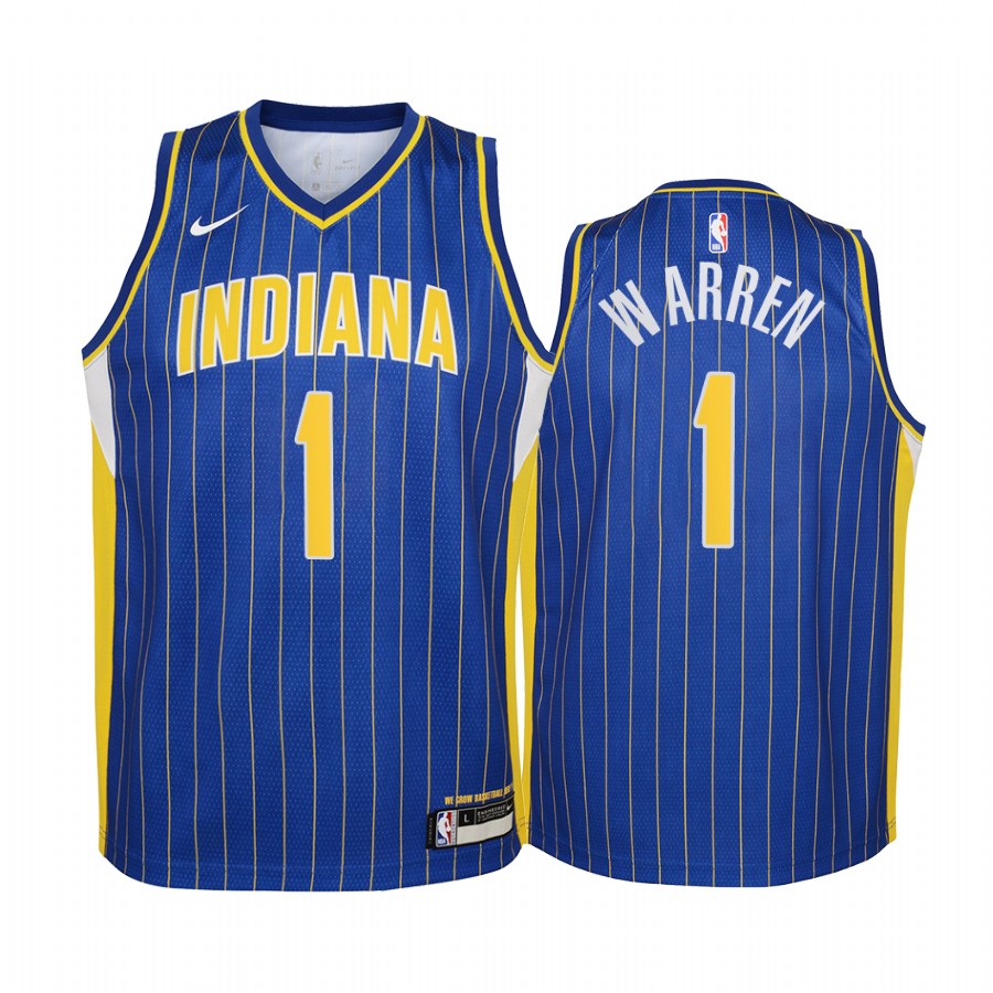 Indiana Pacers T.j. Warren 2020-21 City Edition Blue Youth Jersey - New Uniform