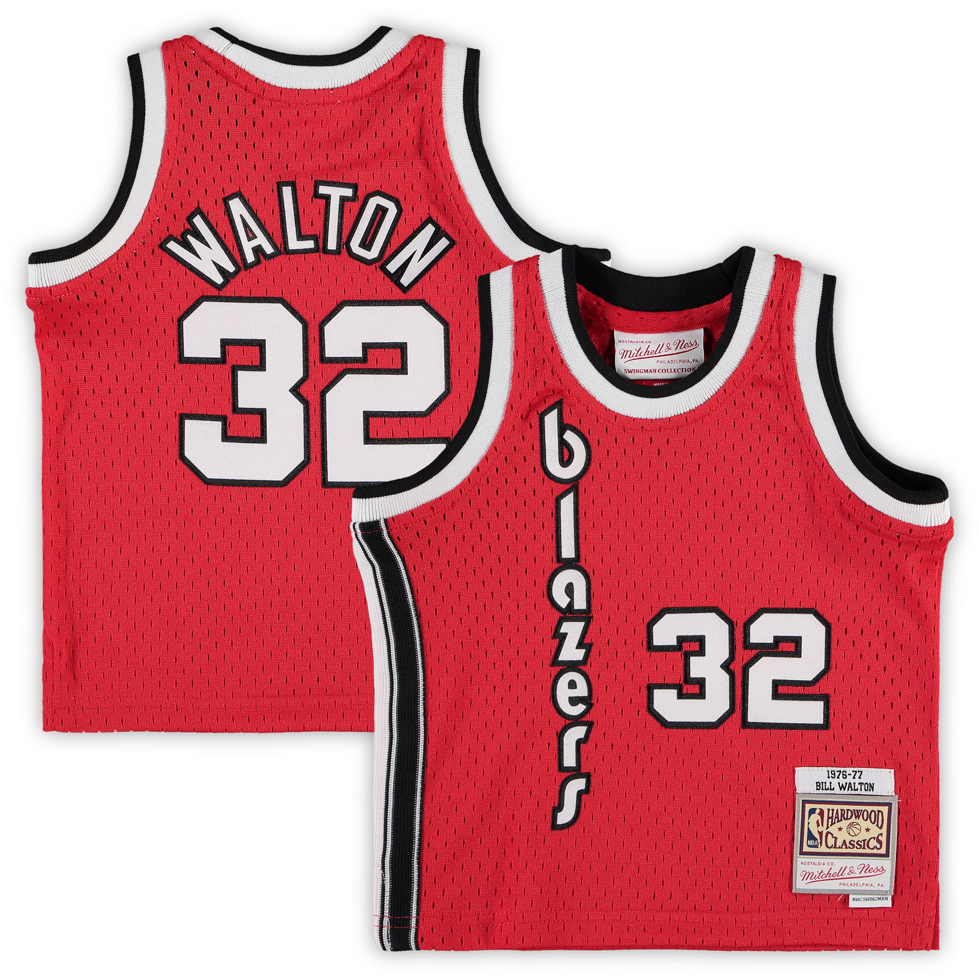 Infant Mitchell & Ness Bill Walton Red Portland Trail Blazers 1976/77 Hardwood Classics Retired Player Jersey - JS708 