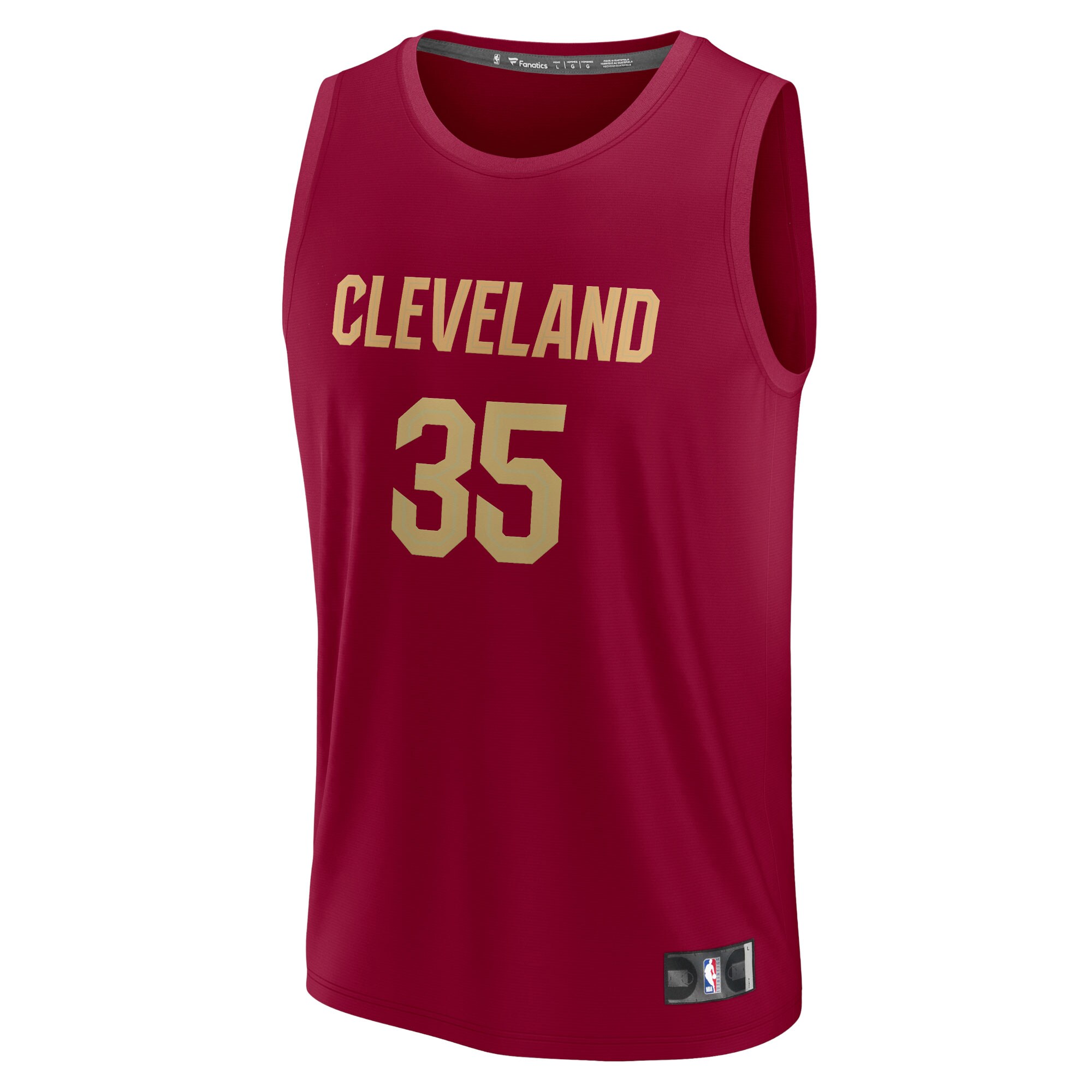 Alternative view of Isaac Okoro Cleveland Cavaliers Fanatics Fast Break Replica Jersey - Icon Edition - Wine