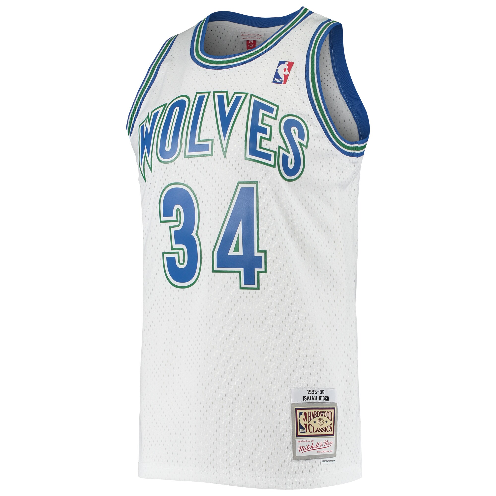 Alternative view of Isaiah Rider Minnesota Timberwolves Mitchell & Ness 1995/96 Hardwood Classics Swingman Jersey - White