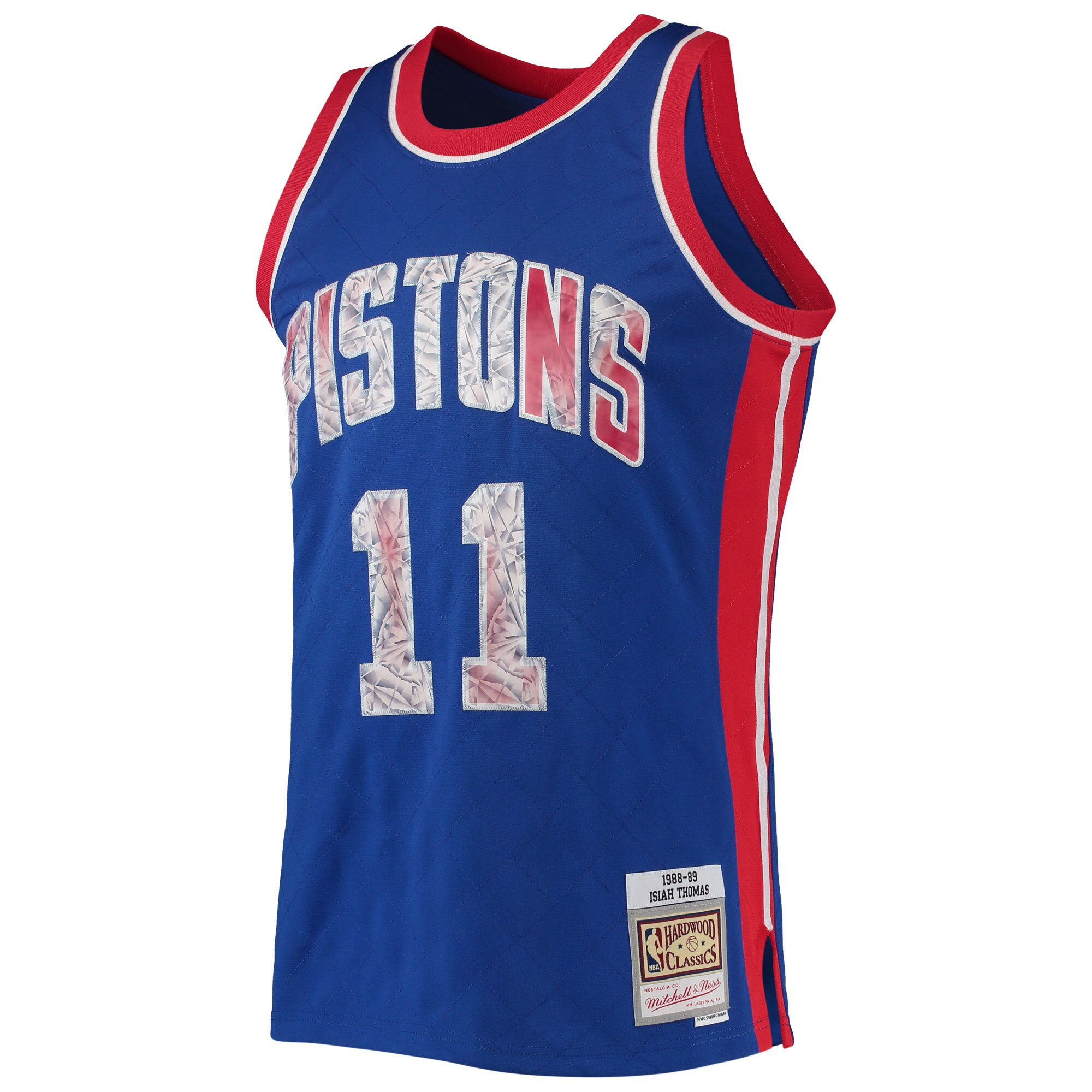 Alternative view of Isiah Thomas Detroit Pistons Mitchell & Ness 1988/89 Hardwood Classics Nba 75th Anniversary Diamond Swingman Jersey - Blue