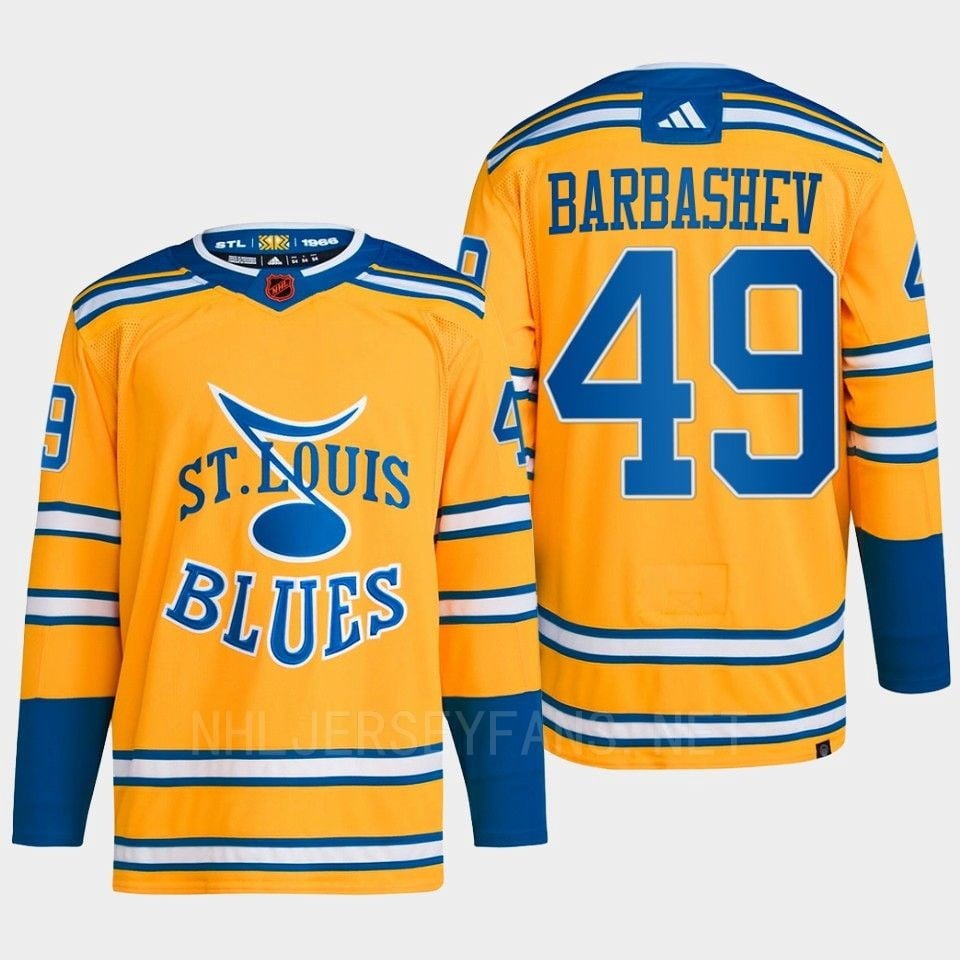 Ivan Barbashev 49 Reverse Retro 2.0 2022 St. Louis Blues Yellow Jersey Primegreen - JS568 