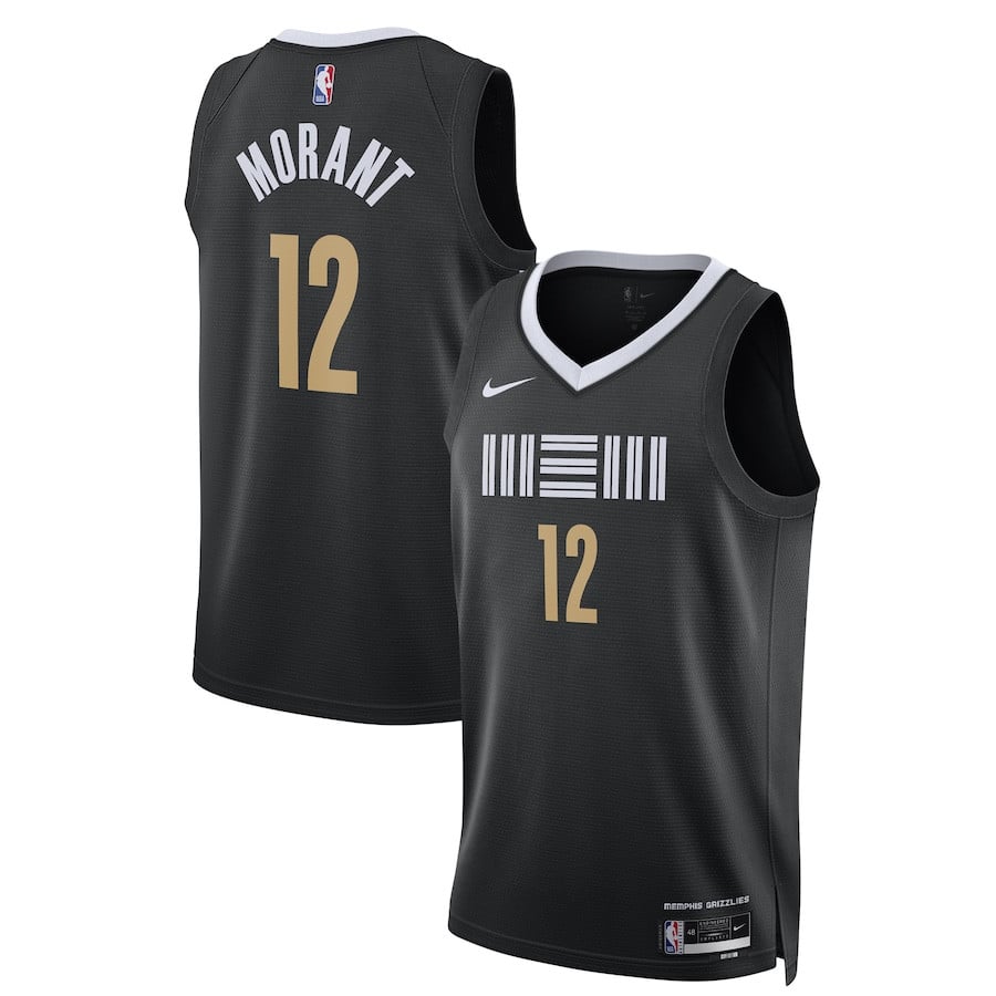Ja Morant 12 Memphis Grizzlies 2023/24 Swingman Jersey - City Edition - Unisex Black - JS143 
