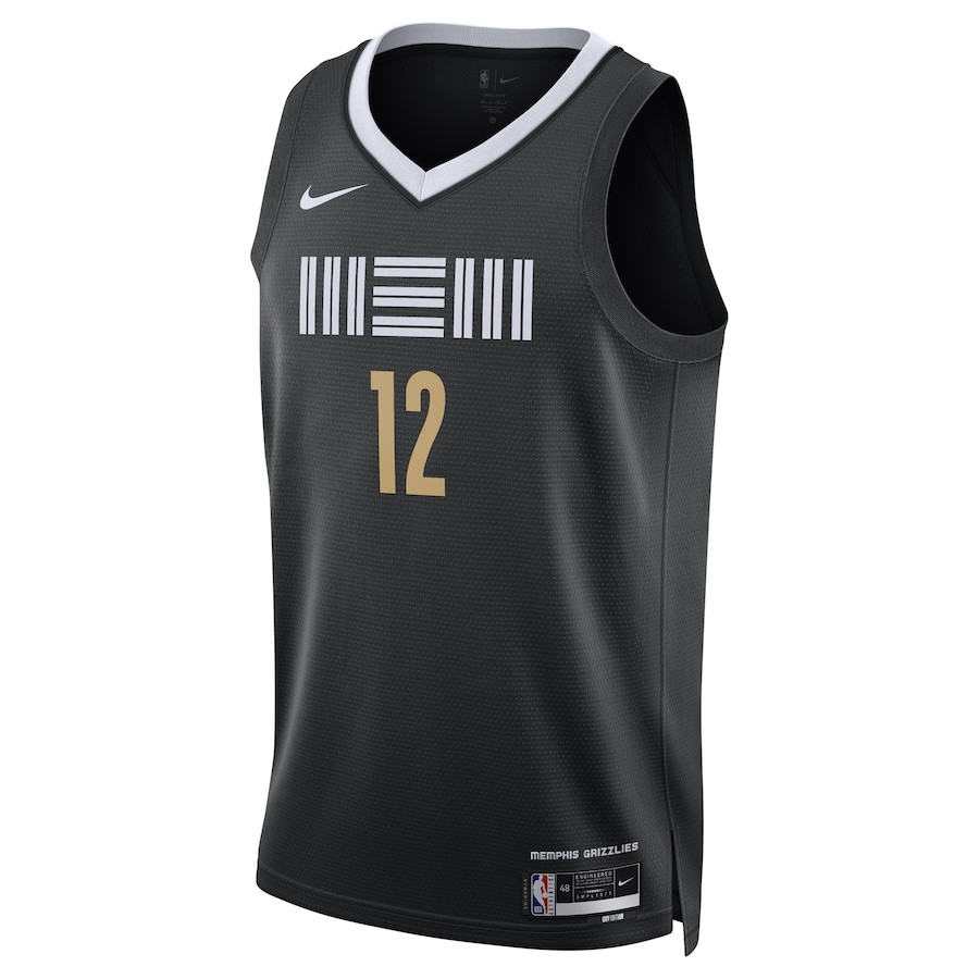 Alternative view of Ja Morant 12 Memphis Grizzlies 2023/24 Swingman Jersey - City Edition - Unisex Black - JS143 