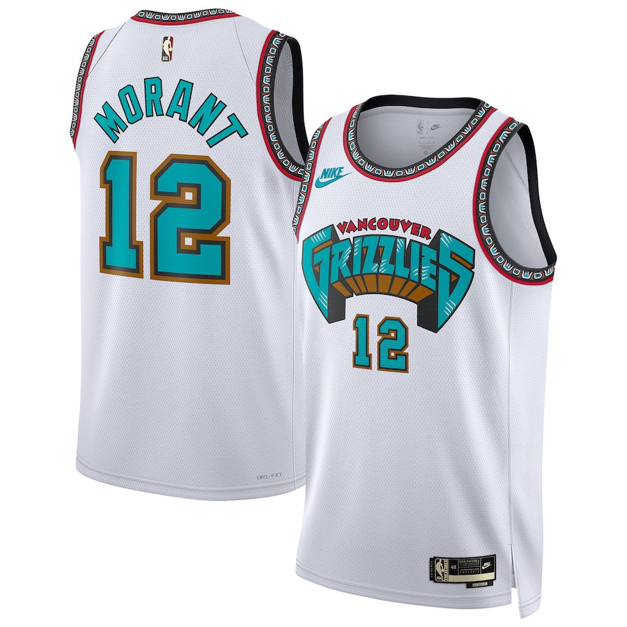 Ja Morant 12 Memphis Grizzlies Unisex 2024/25 Swingman Jersey - White - Classic Edition - JS836 