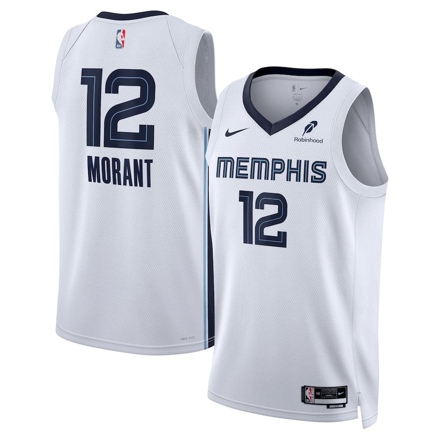 Ja Morant 12 Memphis Grizzlies Unisex Swingman Badge Player Jersey - Association Edition - White - JS855 