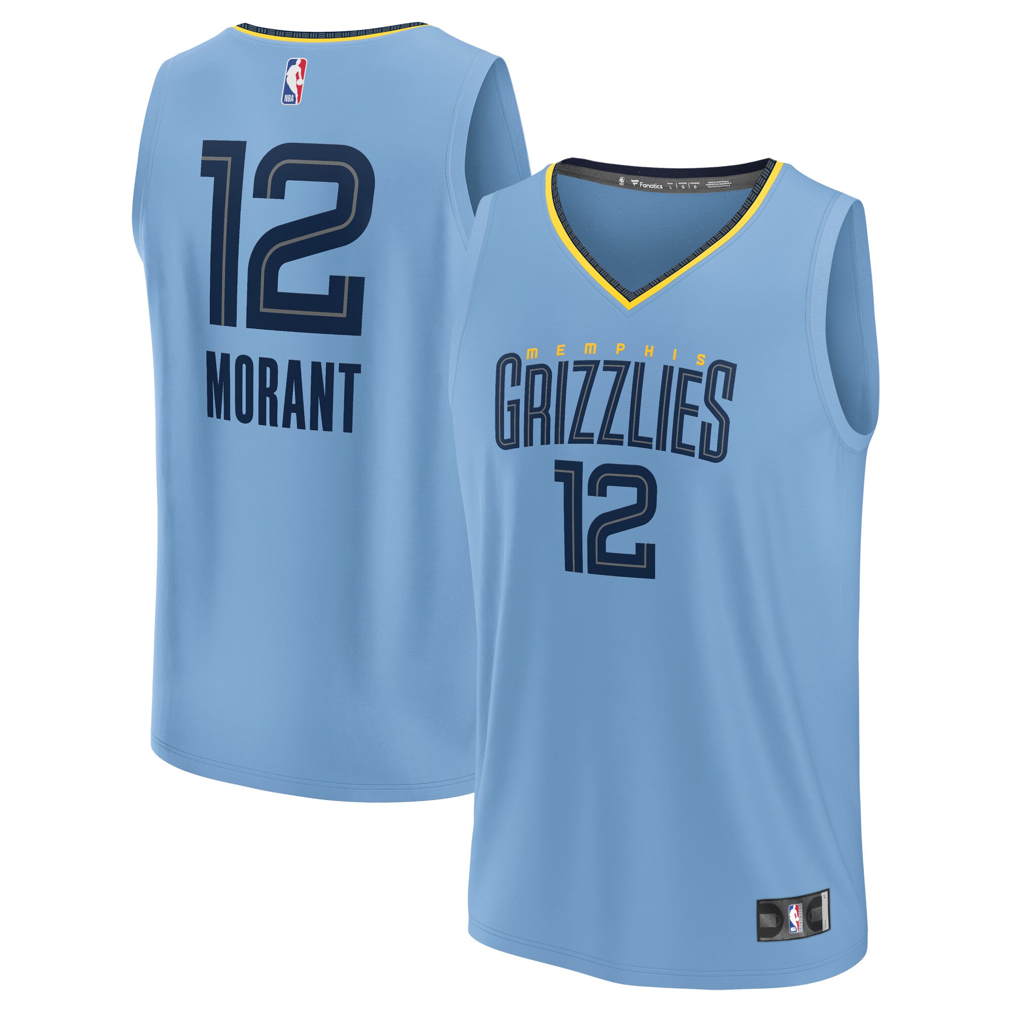 Ja Morant Memphis Grizzlies Fanatics Fast Break Replica Player Jersey – Statement Edition – Light Blue