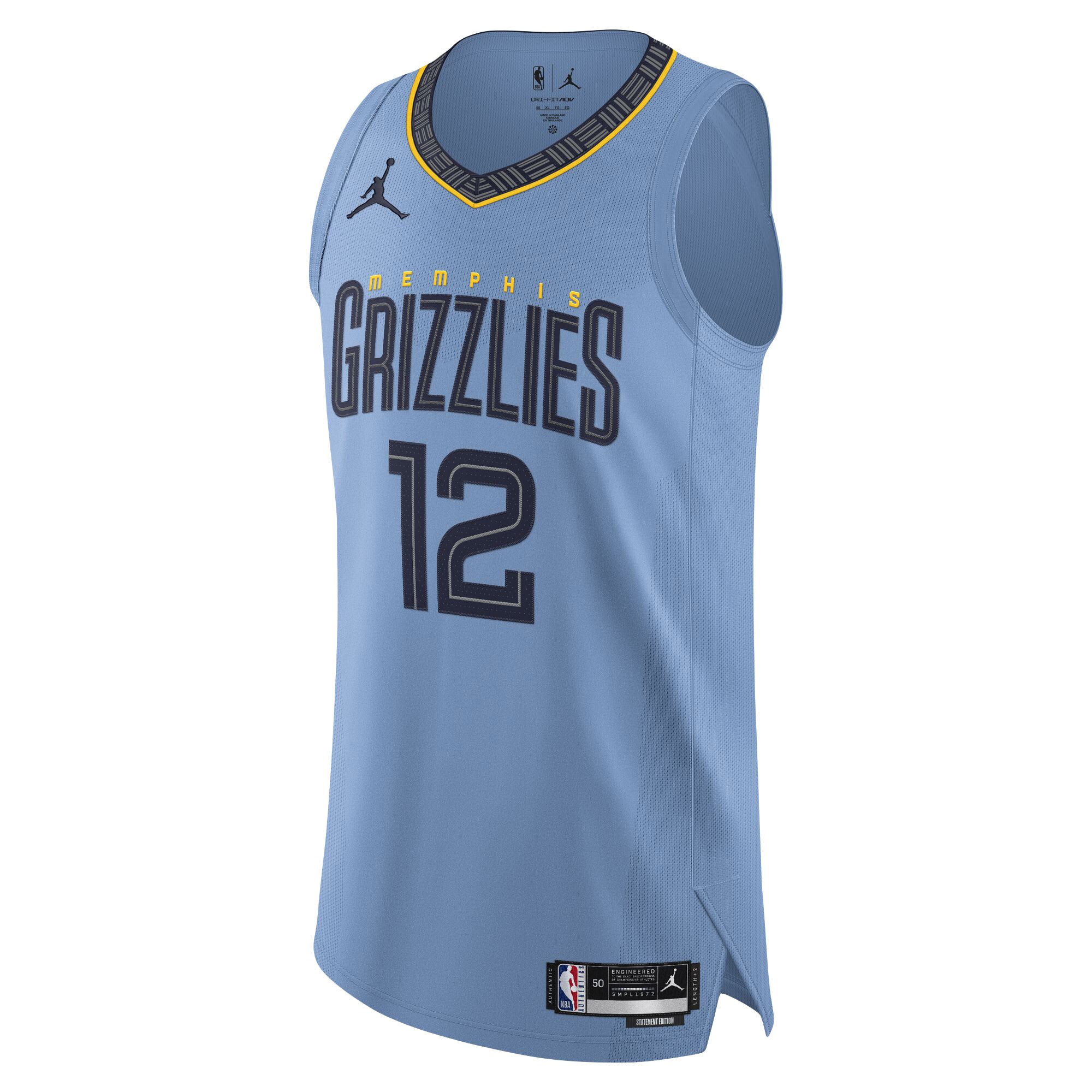 Alternative view of Ja Morant Memphis Grizzlies Jordan Brand Authentic Player Jersey - Statement Edition - Light Blue