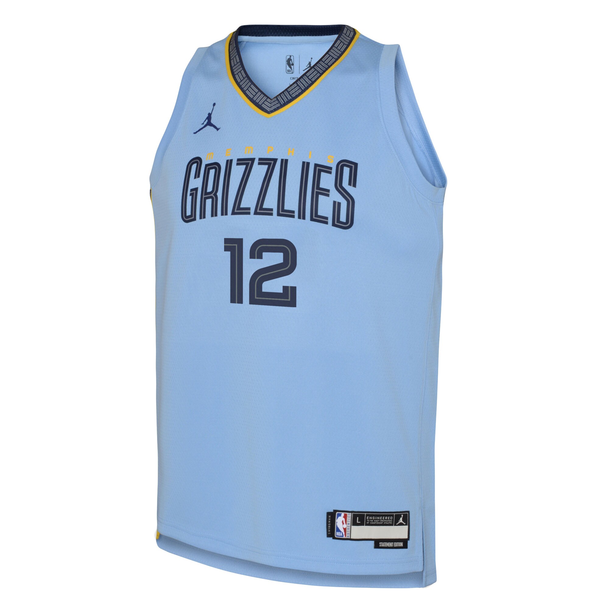Alternative view of Ja Morant Memphis Grizzlies Jordan Brand Youth Swingman Jersey - Statement Edition - Light Blue